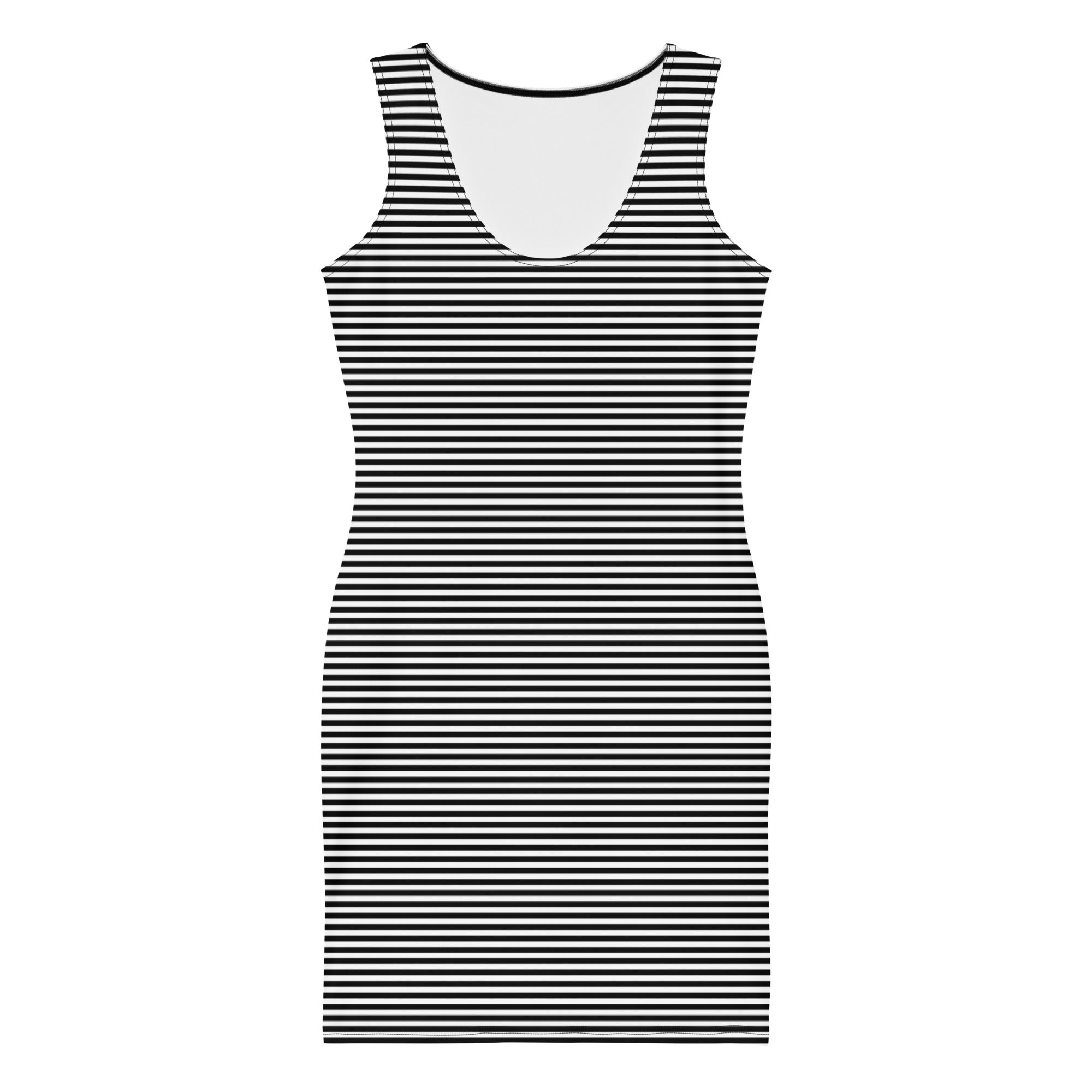Preppy Horizontal Black and White Striped Bodycon Dress