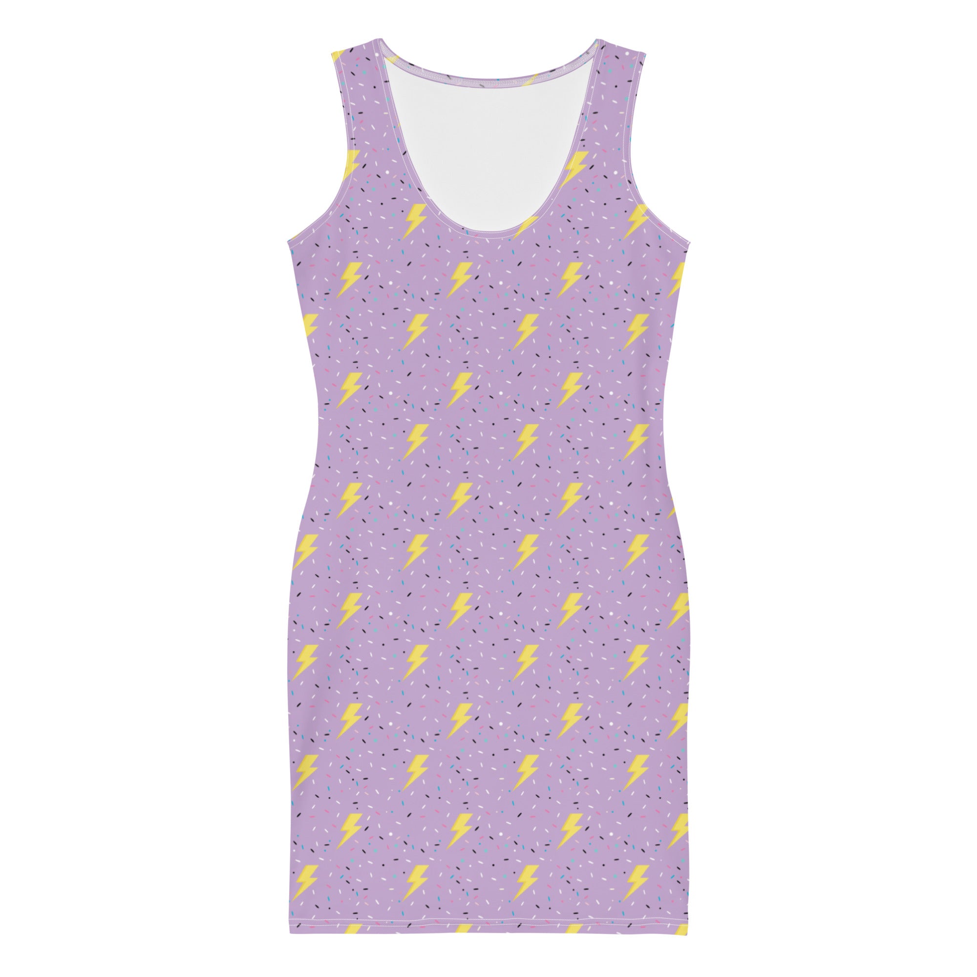 Preppy Style Purple Lightning Bolt Pattern Bodycon Dress