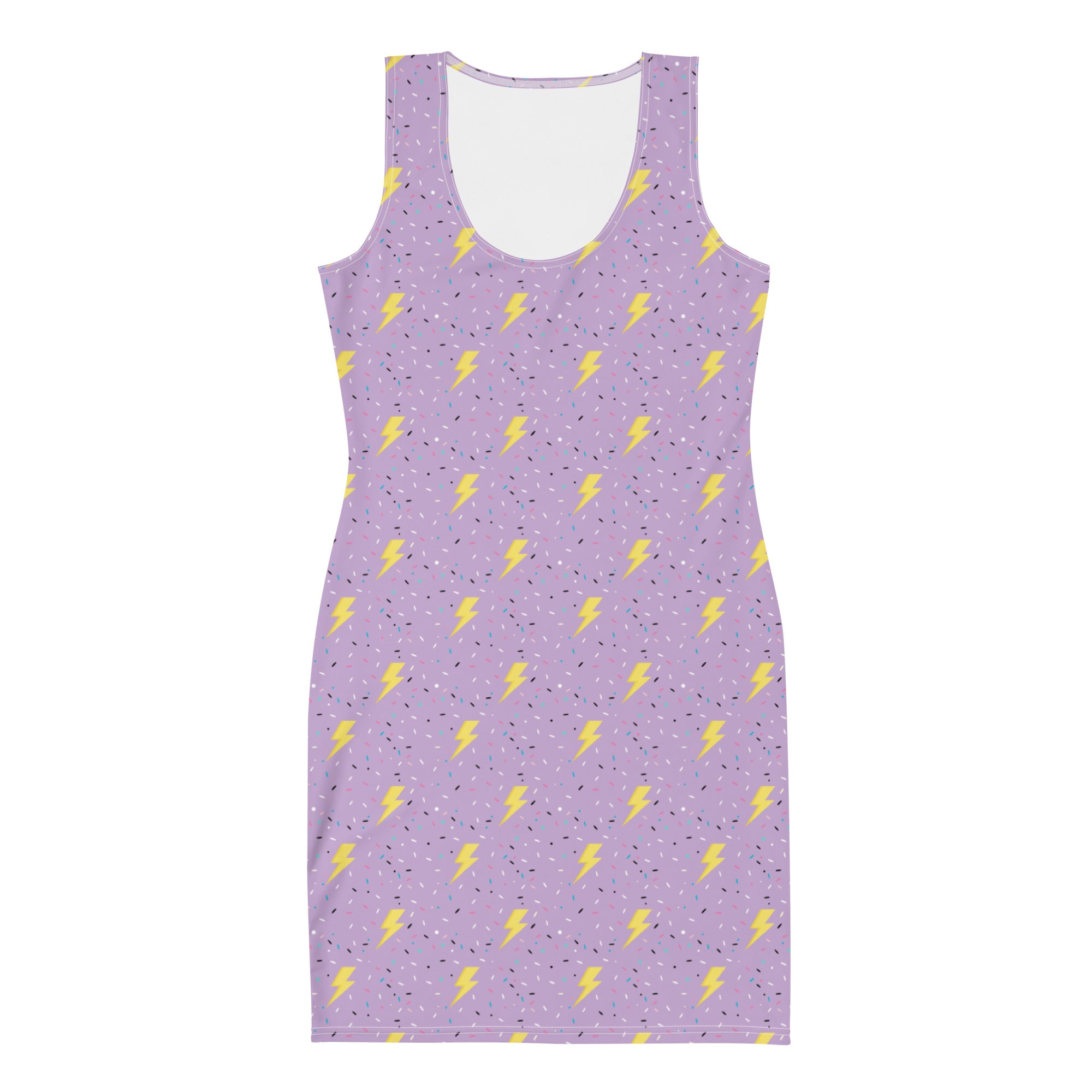 Preppy Style Purple Lightning Bolt Pattern Bodycon Dress