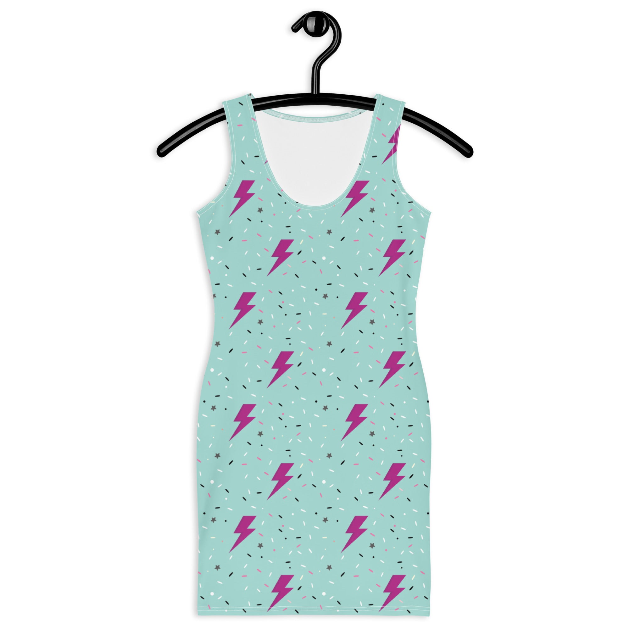 Preppy Green Daze Lightning Bolts Pattern Bodycon Dress