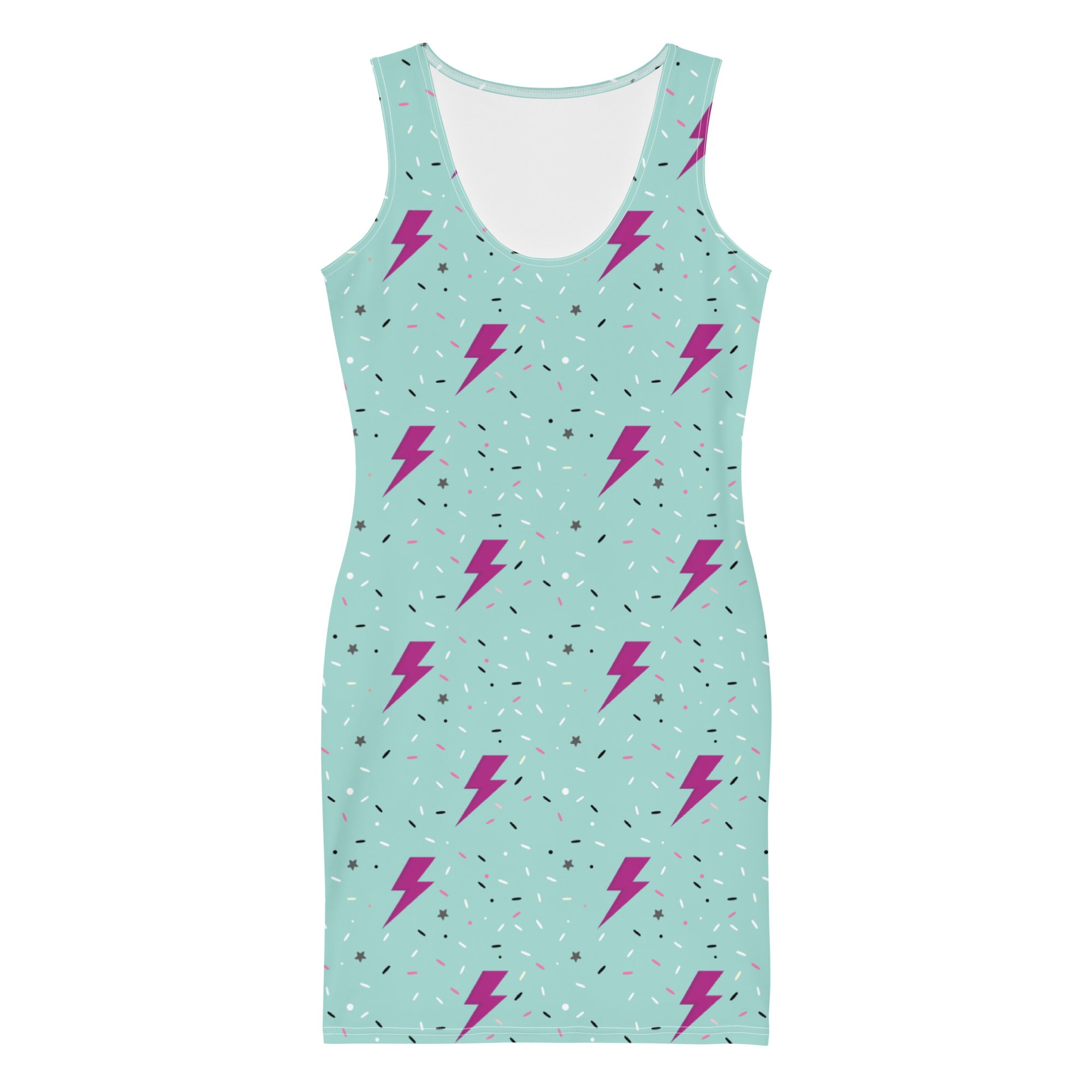Preppy Green Daze Lightning Bolts Pattern Bodycon Dress