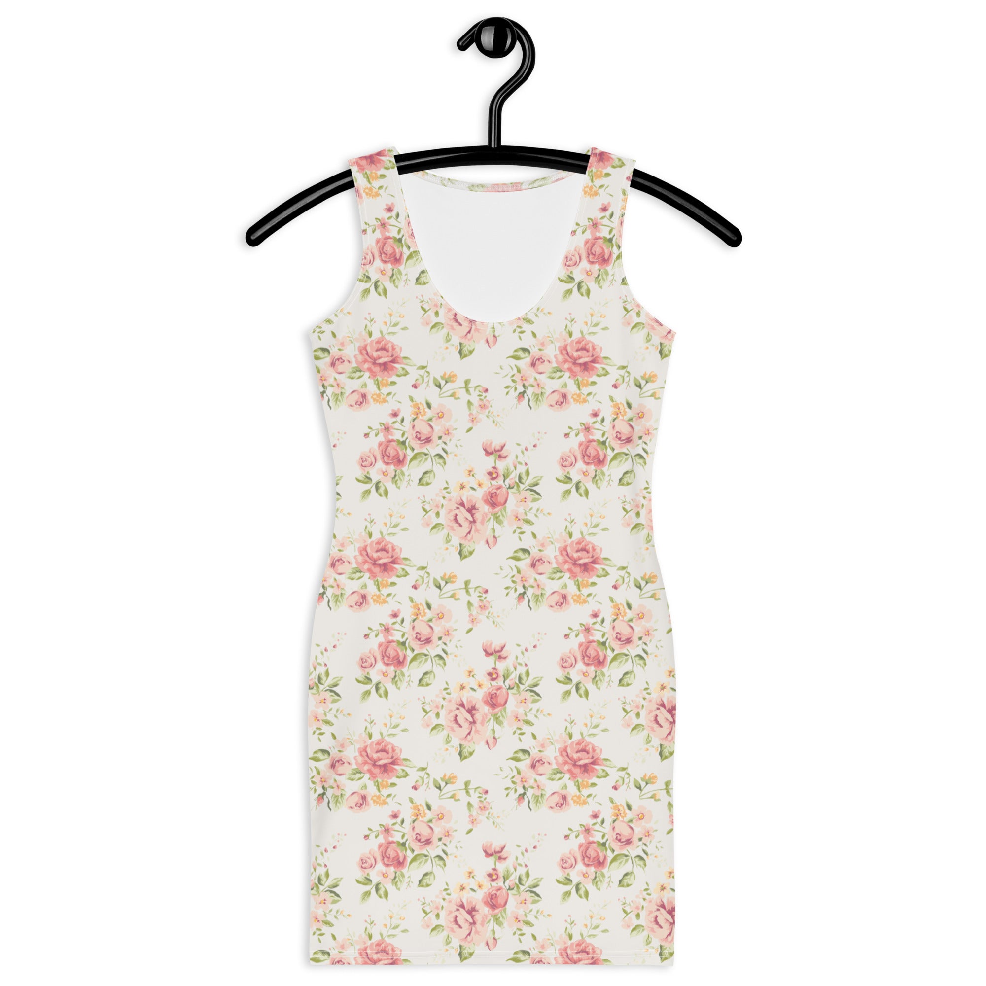 Preppy Vintage Silky White Floral Pattern Bodycon Dress