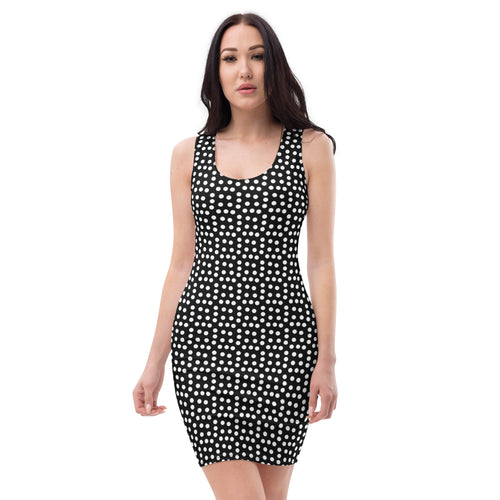 Preppy Black & White Polka Dot Bodycon Mini Dress