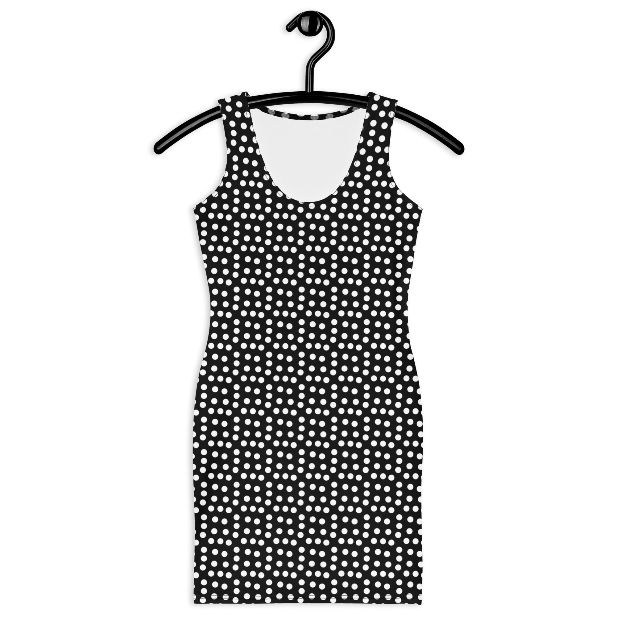 Preppy Black & White Polka Dot Bodycon Mini Dress