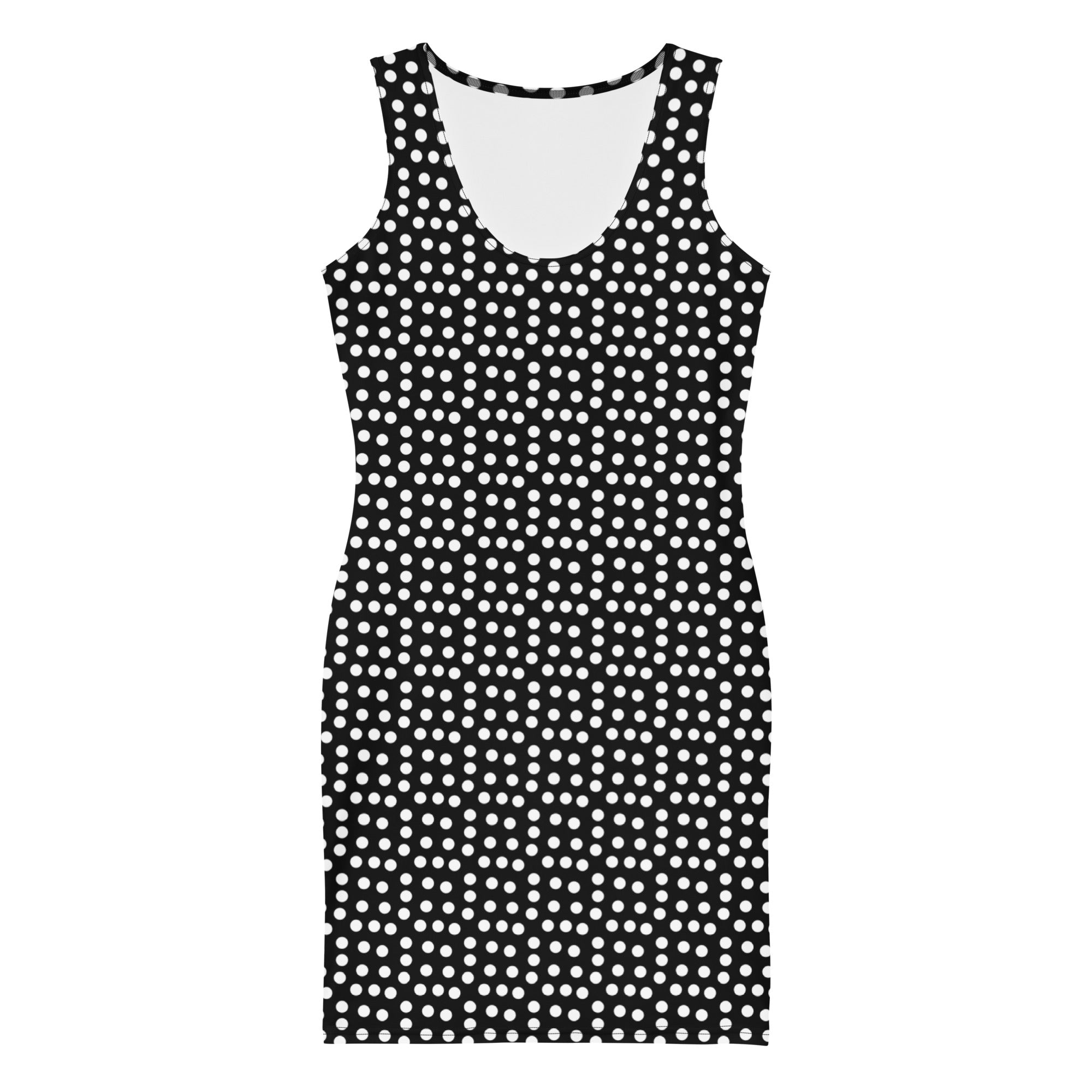 Preppy Black & White Polka Dot Bodycon Mini Dress