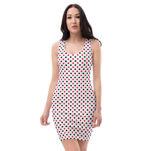 Black and Red Polka Dots Bodycon Tank Dress