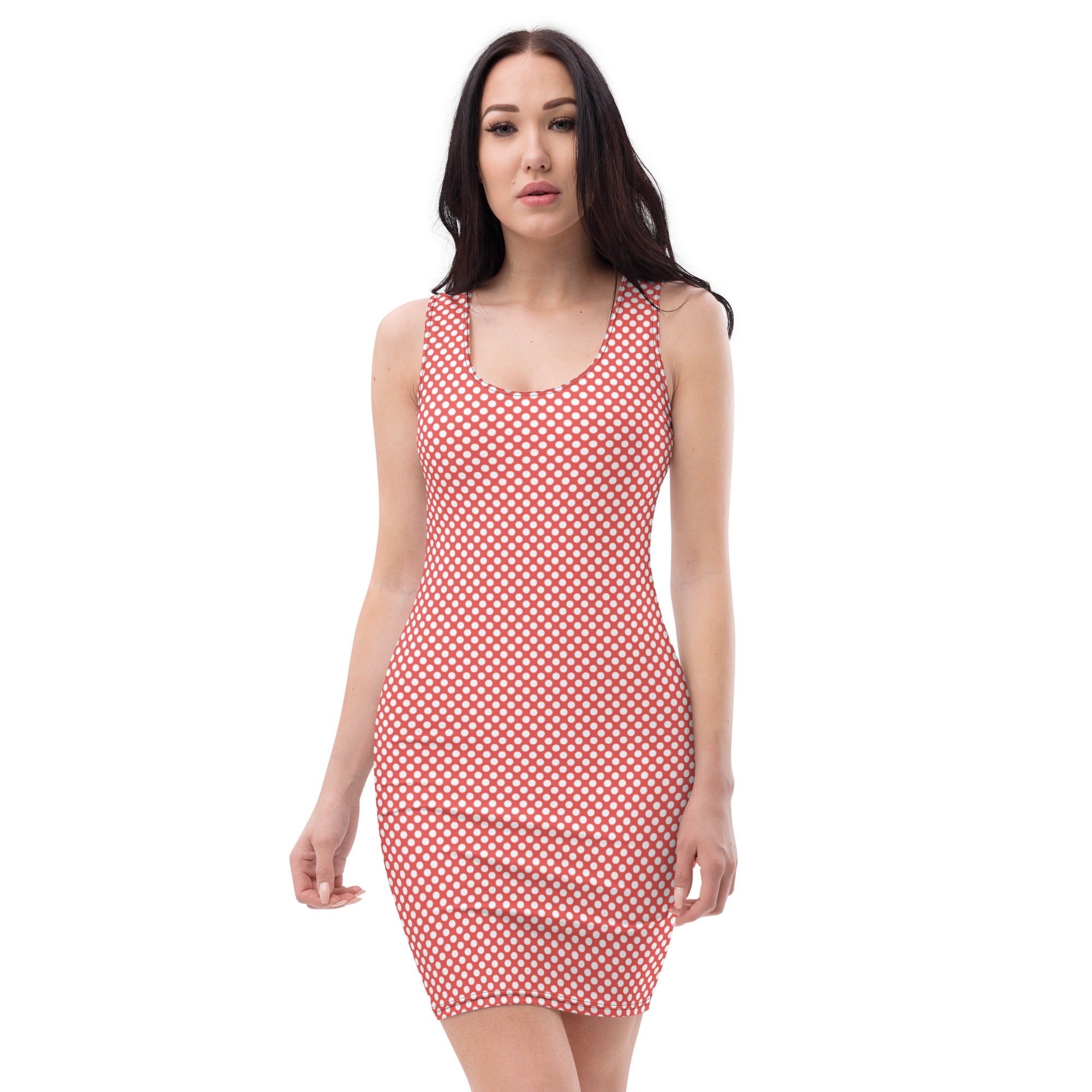 Preppy Vintage Red Polka Dots Bodycon Tank Dress