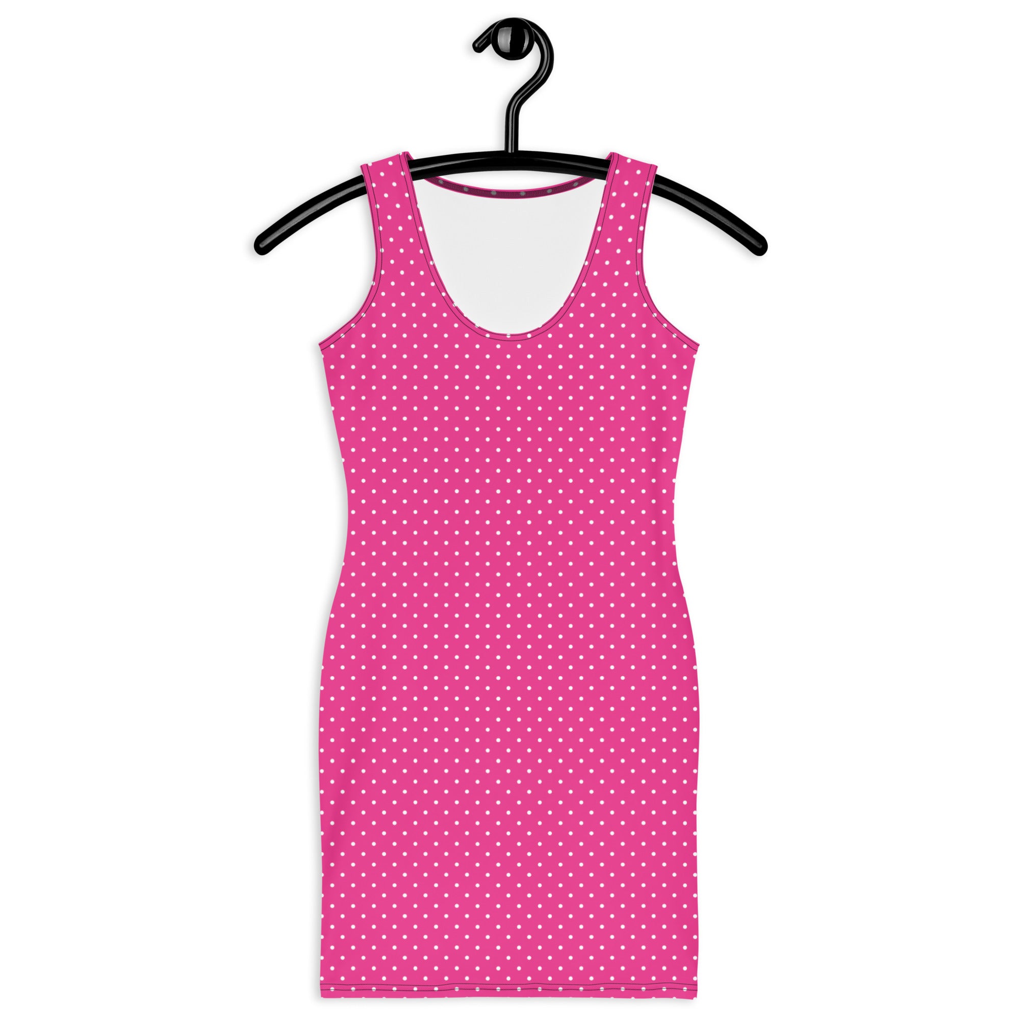 Shocking Hot Pink Polka Dots Bodycon Tank Dress