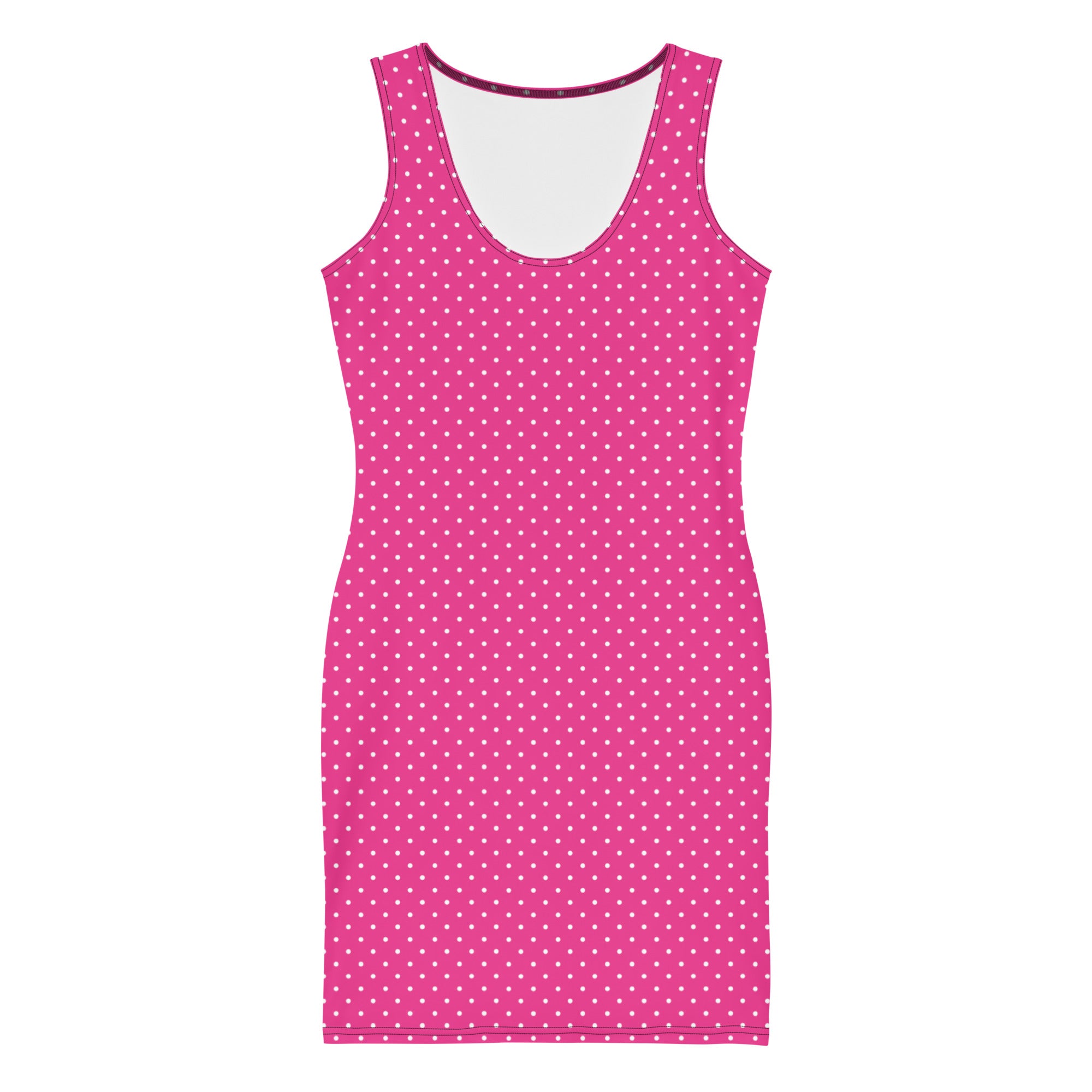 Shocking Hot Pink Polka Dots Bodycon Tank Dress