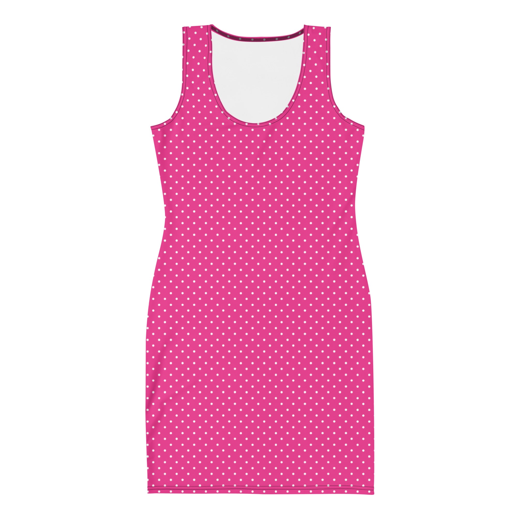 Shocking Hot Pink Polka Dots Bodycon Tank Dress