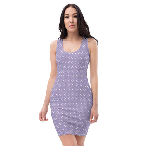 Preppy Pastel Purple Polka Dots Retro Bodycon Tank Dress