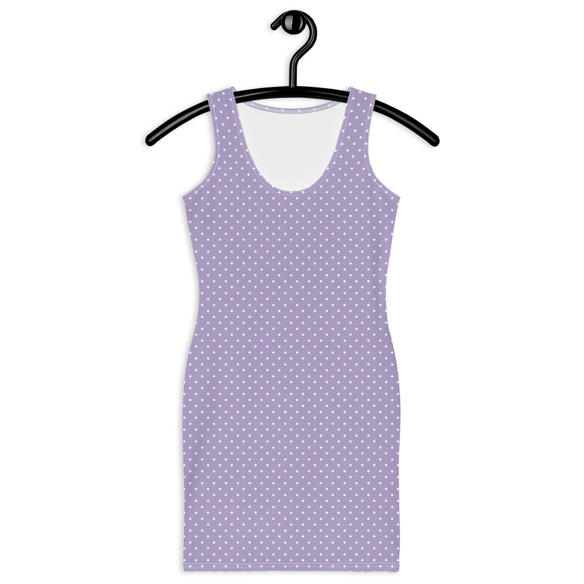 Preppy Pastel Purple Polka Dots Retro Bodycon Tank Dress