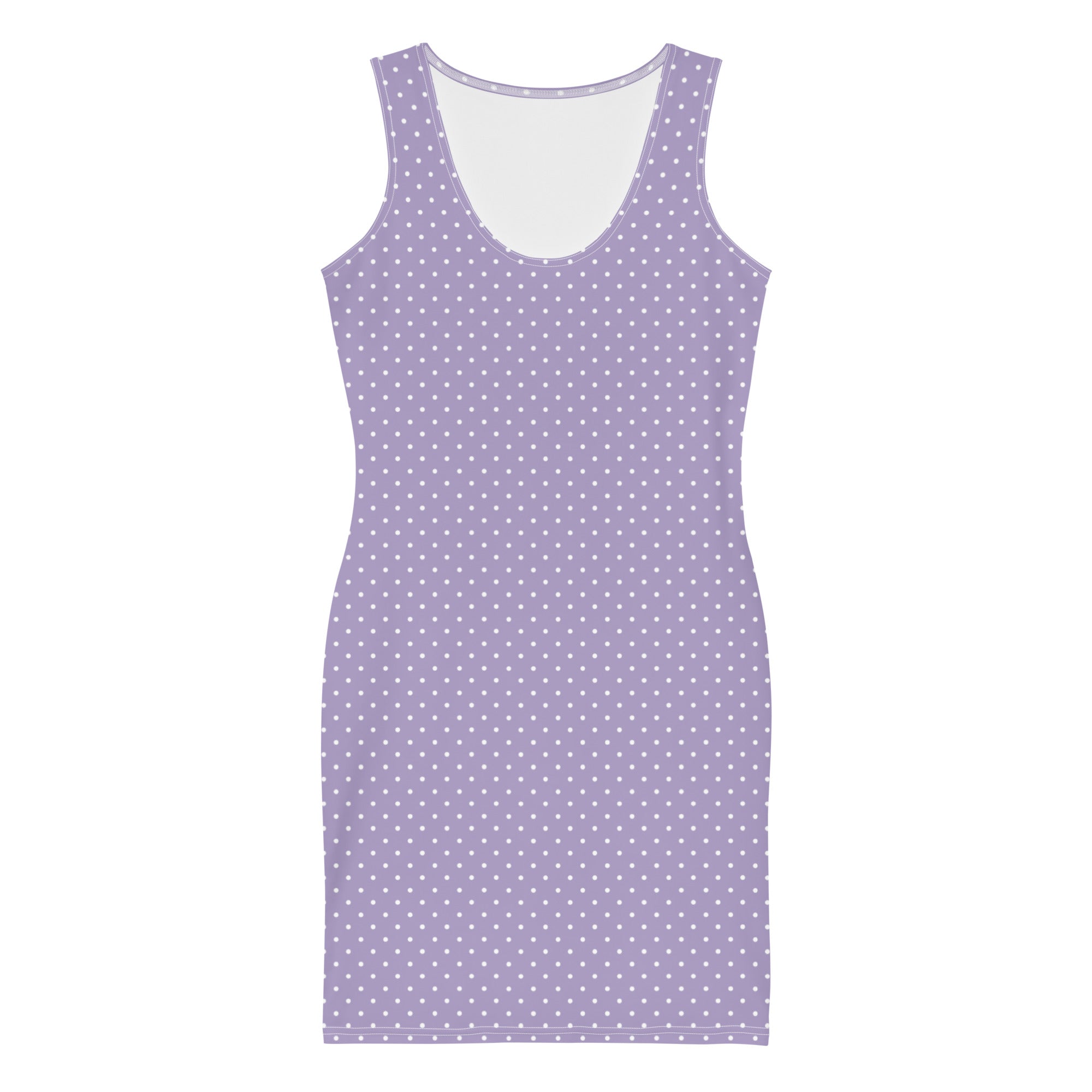 Preppy Pastel Purple Polka Dots Retro Bodycon Tank Dress