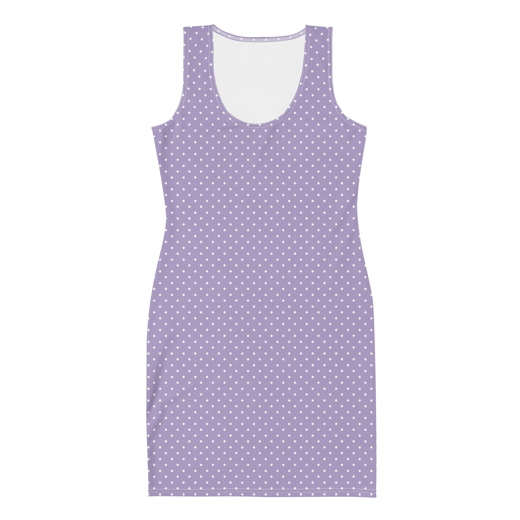 Preppy Pastel Purple Polka Dots Retro Bodycon Tank Dress