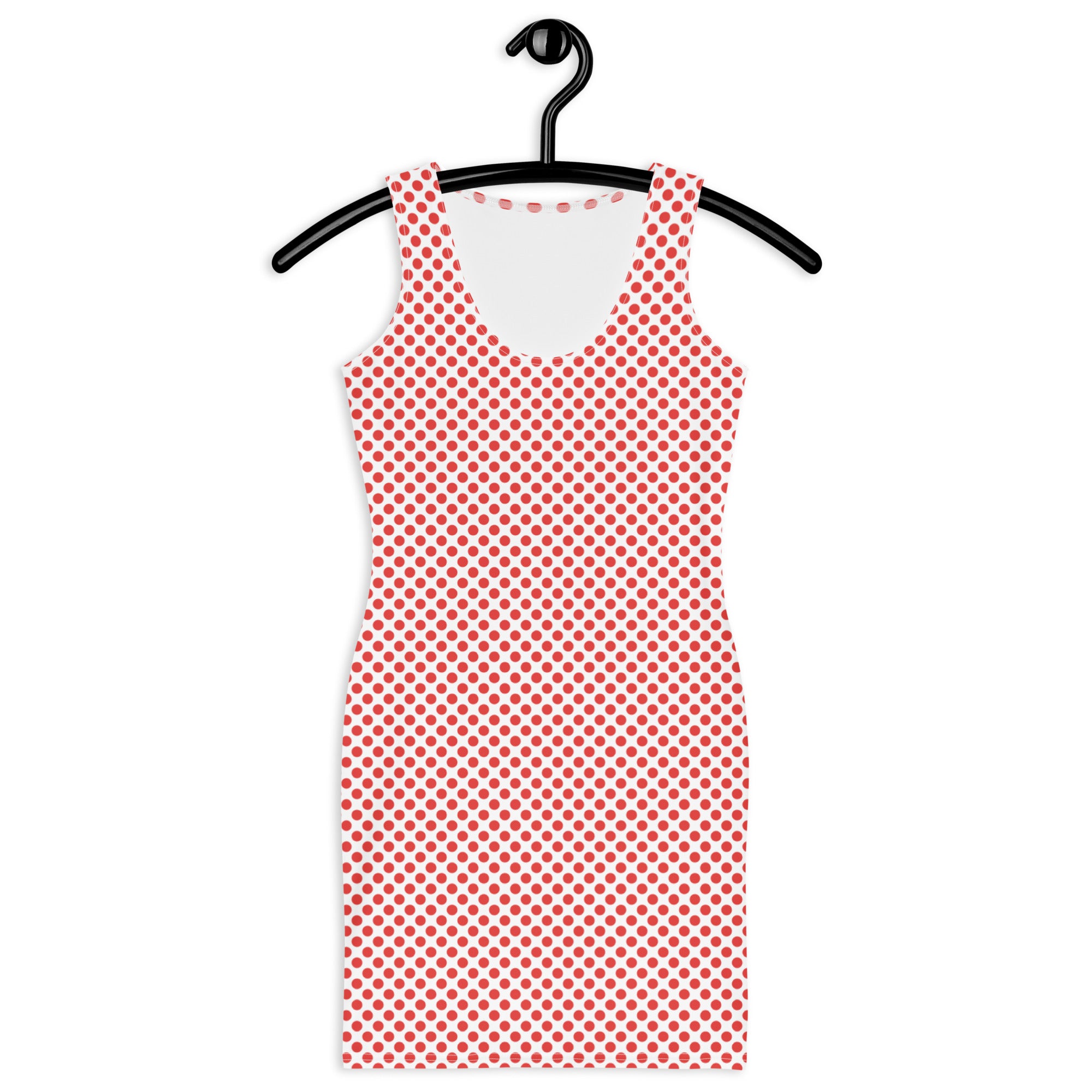 White Dress With Red Polka Dots Bodycon Tank Dress
