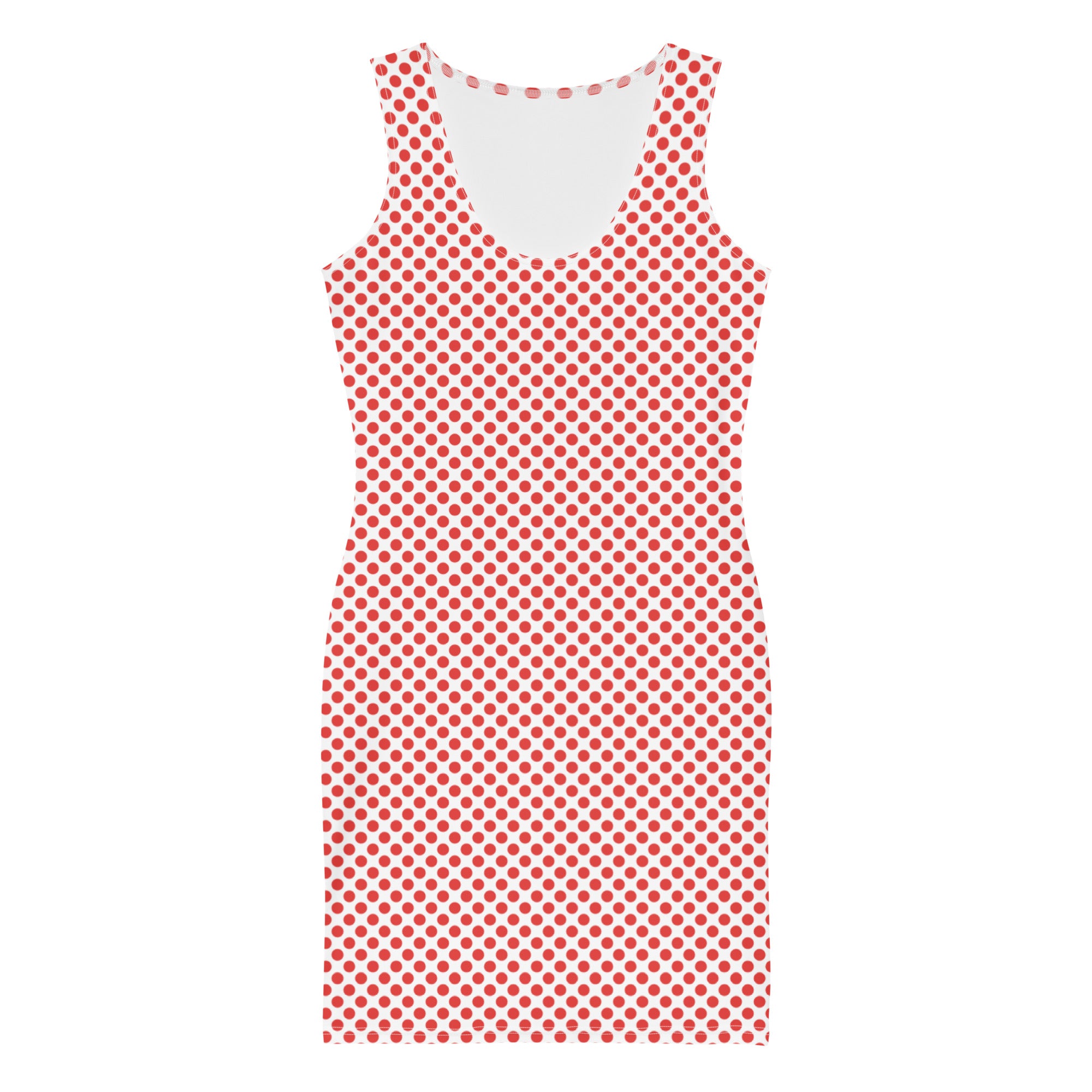 White Dress With Red Polka Dots Bodycon Tank Dress