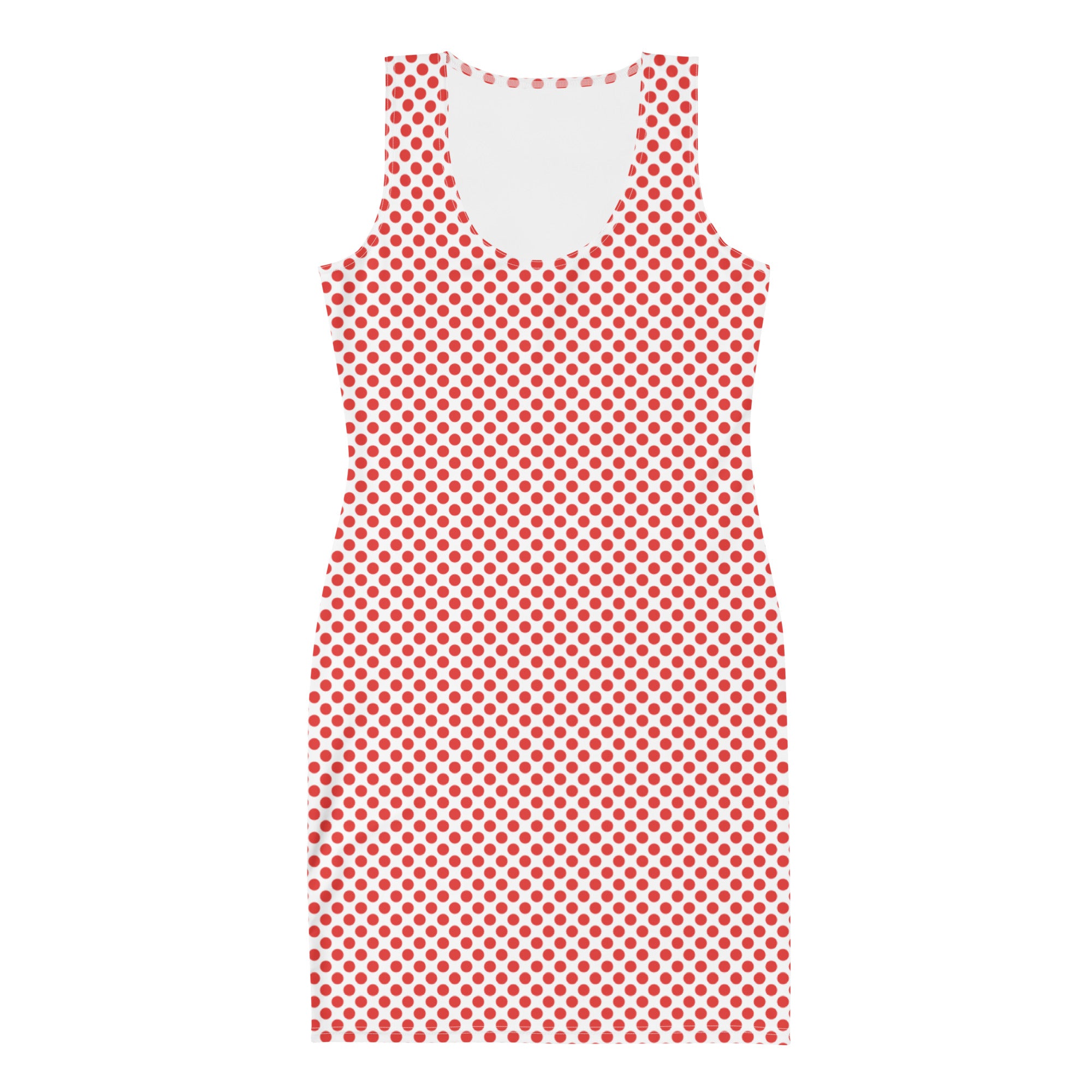 White Dress With Red Polka Dots Bodycon Tank Dress