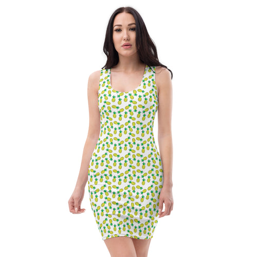 Preppy Pineapple Pattern Beach Bodycon Style Dress