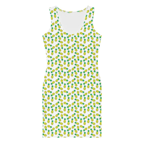 Preppy Pineapple Pattern Beach Bodycon Style Dress