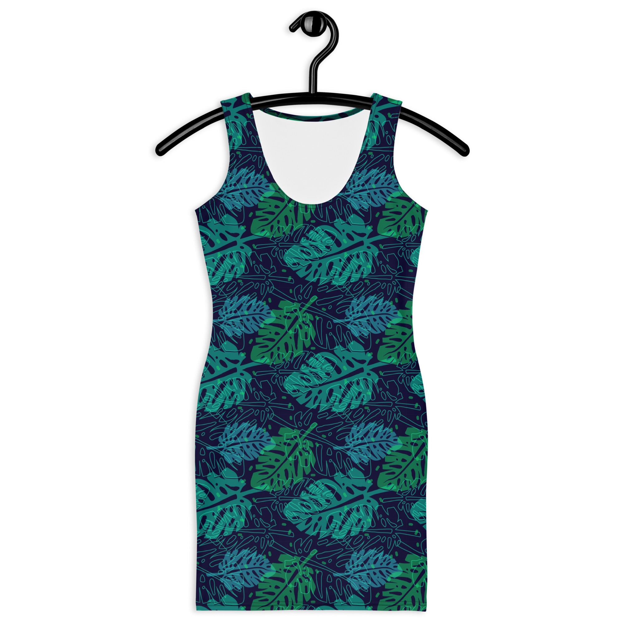 Tropical Summer Palm Leaf Bodycon Tank Dress