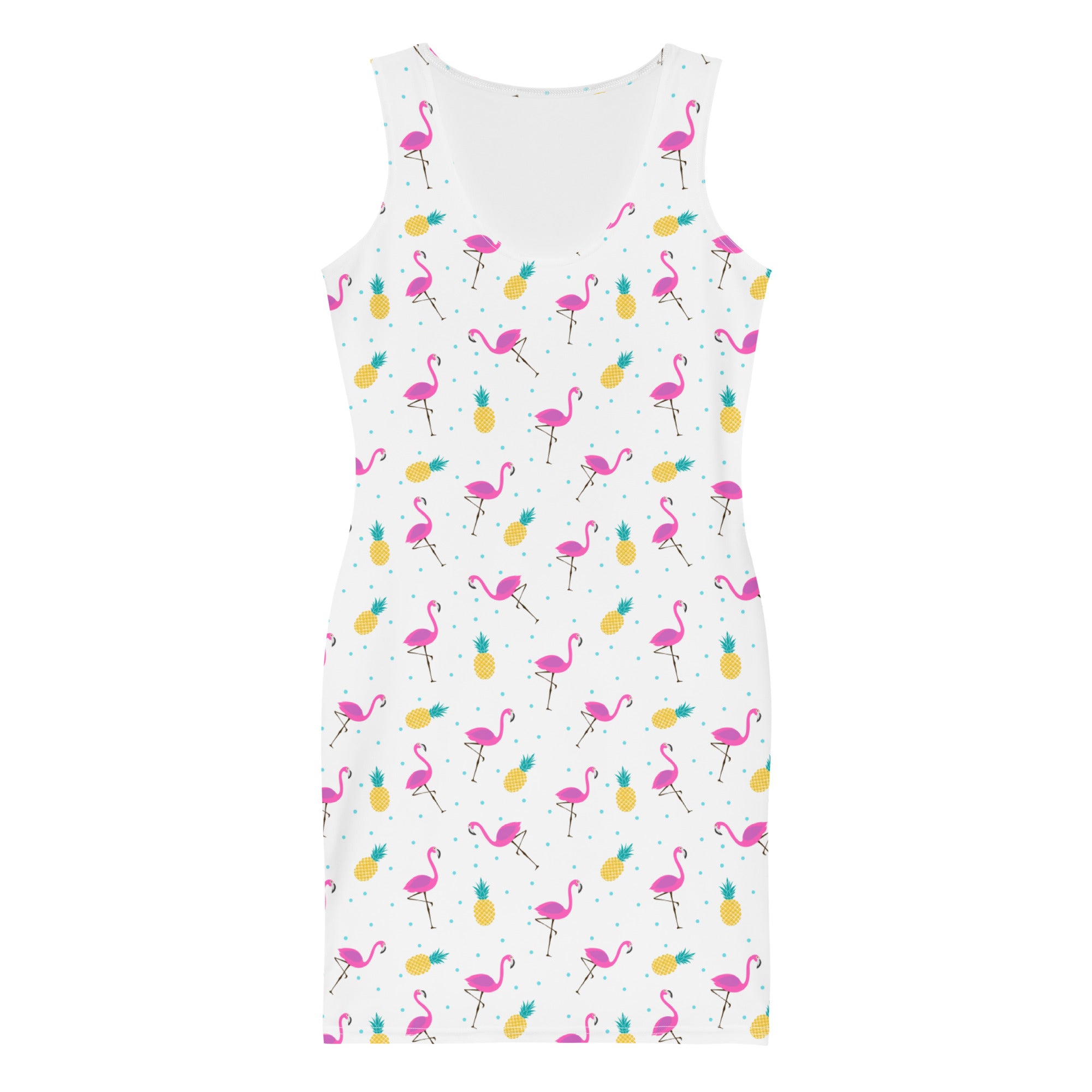 Preppy Pink Flamingo Print Pool Party Bodycon Dress