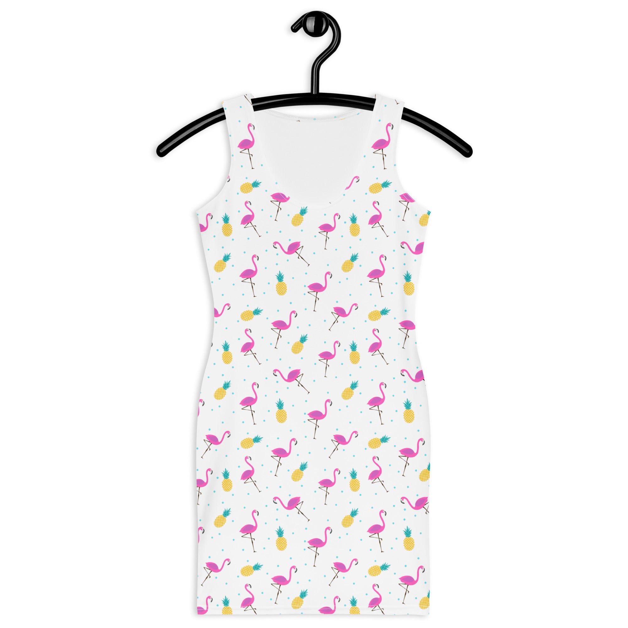 Preppy Pink Flamingo Print Pool Party Bodycon Dress
