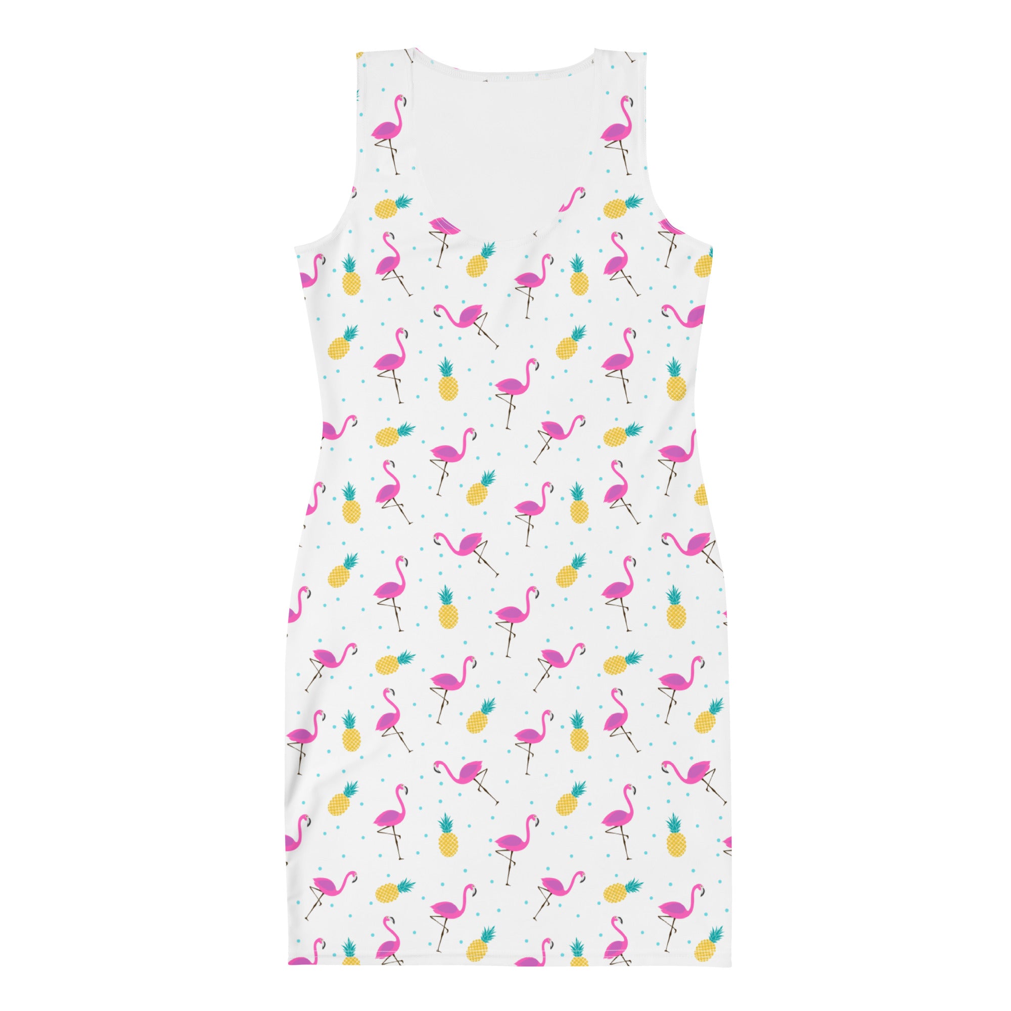 Preppy Pink Flamingo Print Pool Party Bodycon Dress