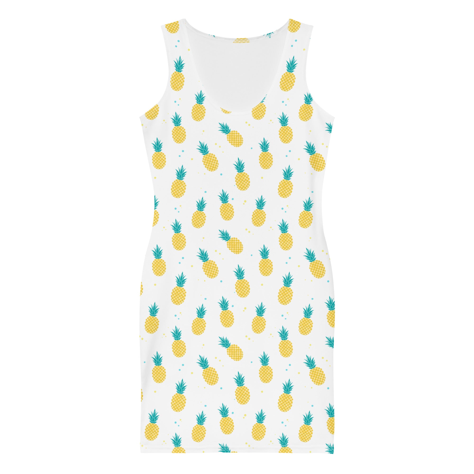 Aesthetic Summer Pineapple Print Beach Party Bodycon Dress