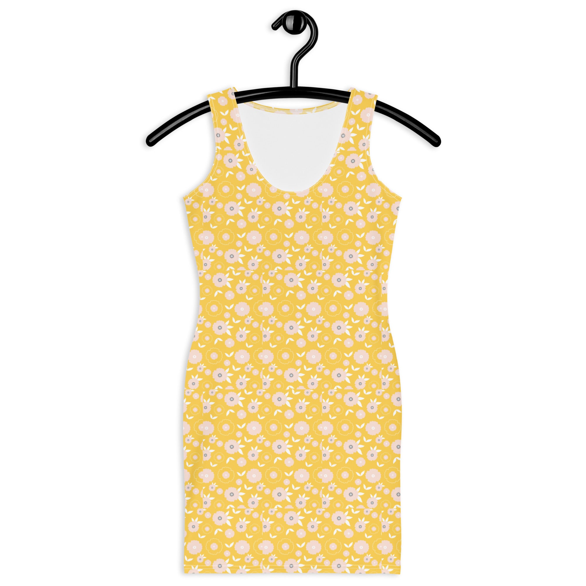 Preppy Sunshine Yellow Floral Bodycon Mini Dress