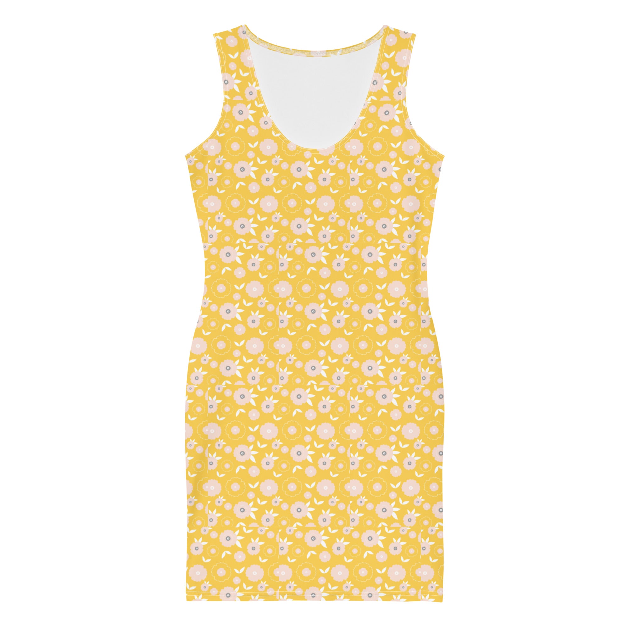 Preppy Sunshine Yellow Floral Bodycon Mini Dress