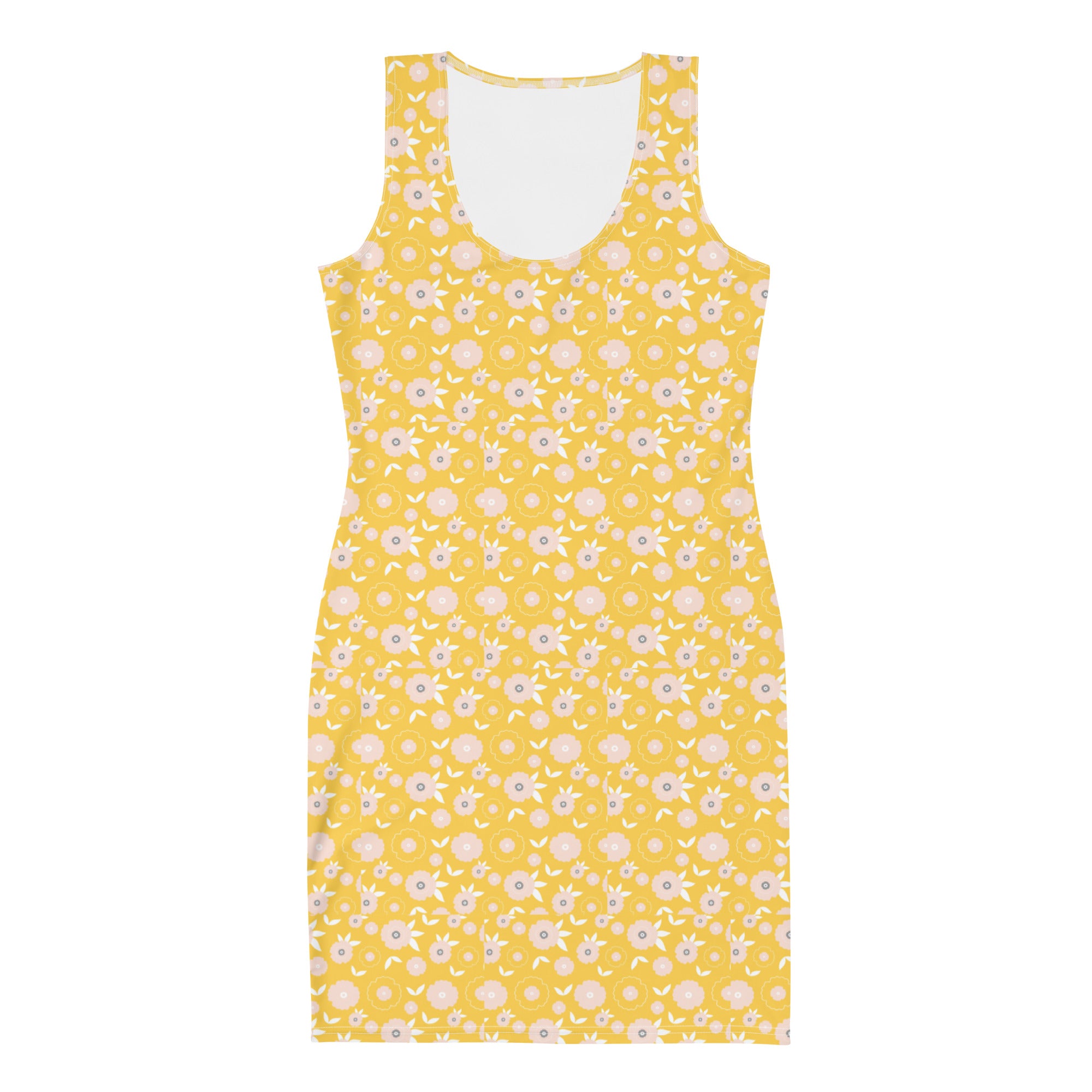 Preppy Sunshine Yellow Floral Bodycon Mini Dress