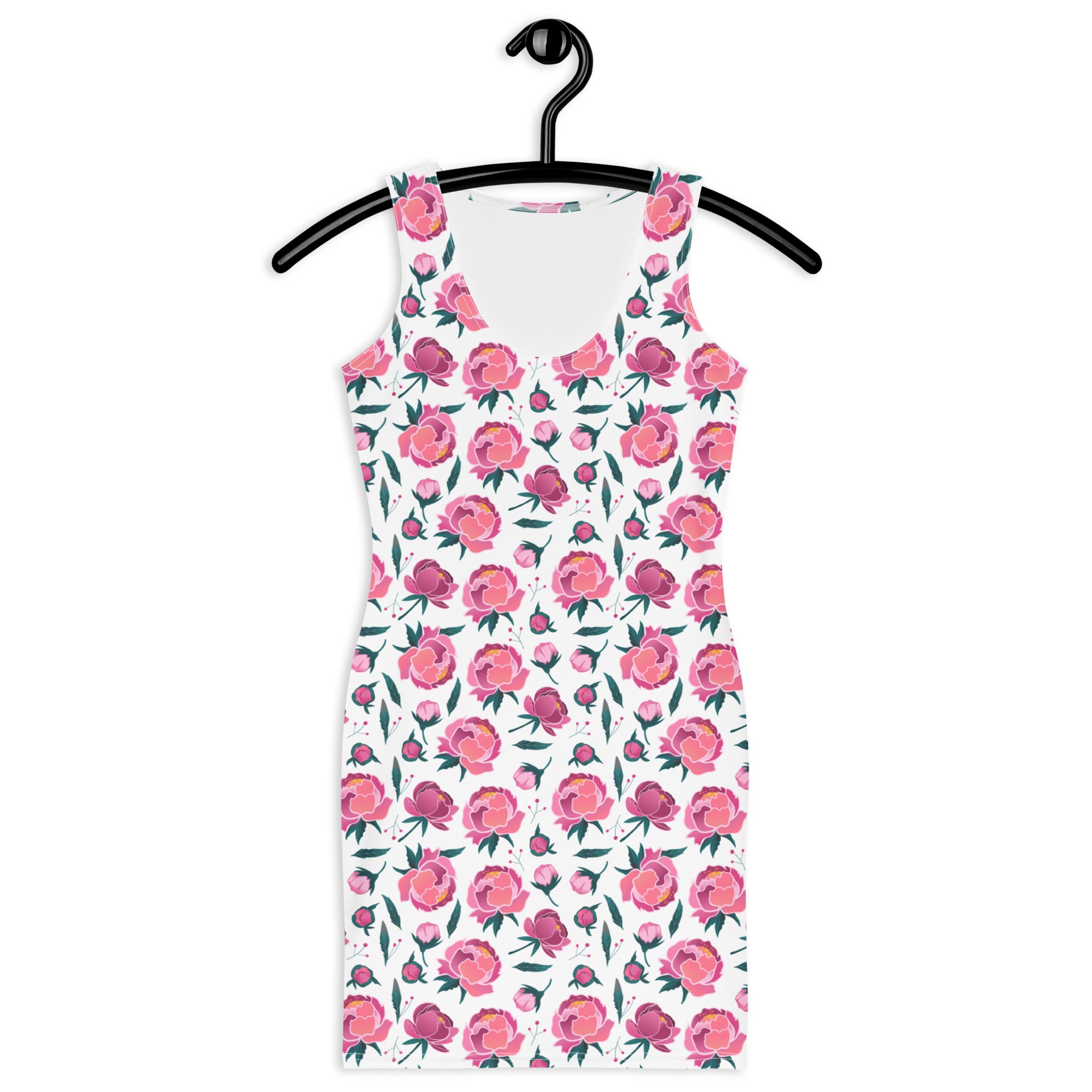 Preppy Pink Floral Print Summer Aesthetic Bodycon Dress
