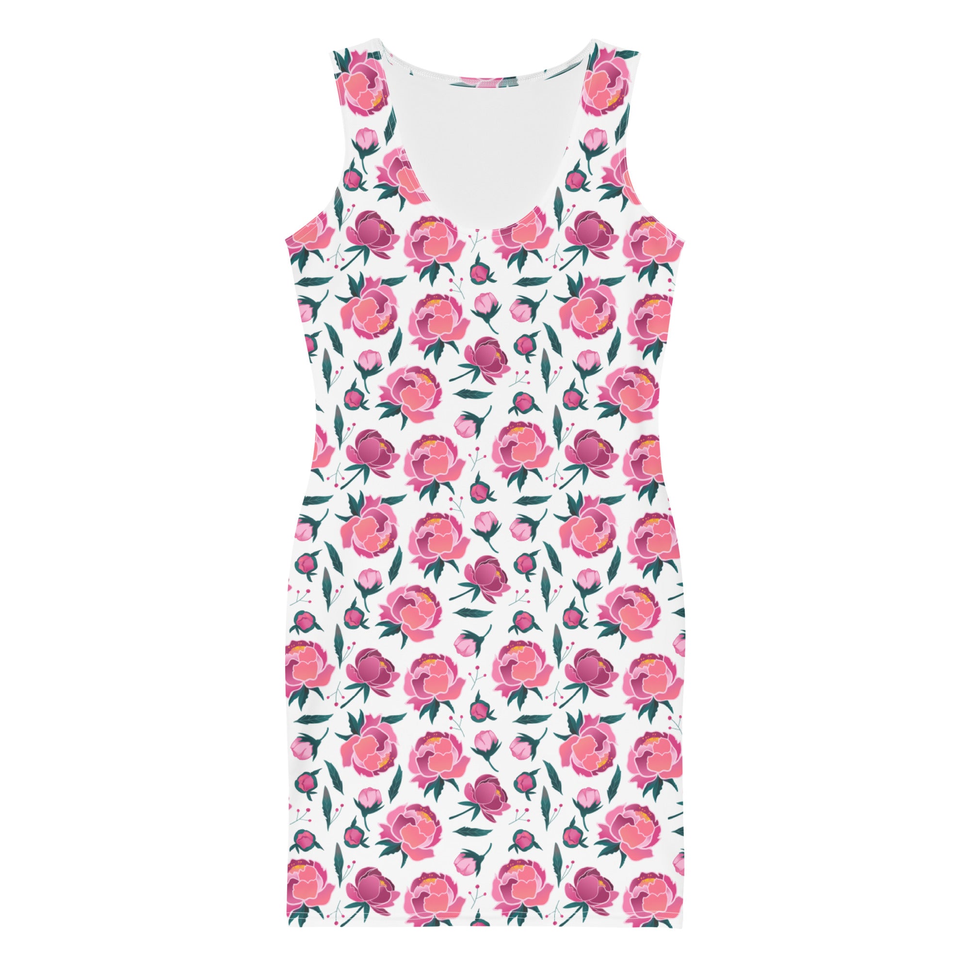 Preppy Pink Floral Print Summer Aesthetic Bodycon Dress