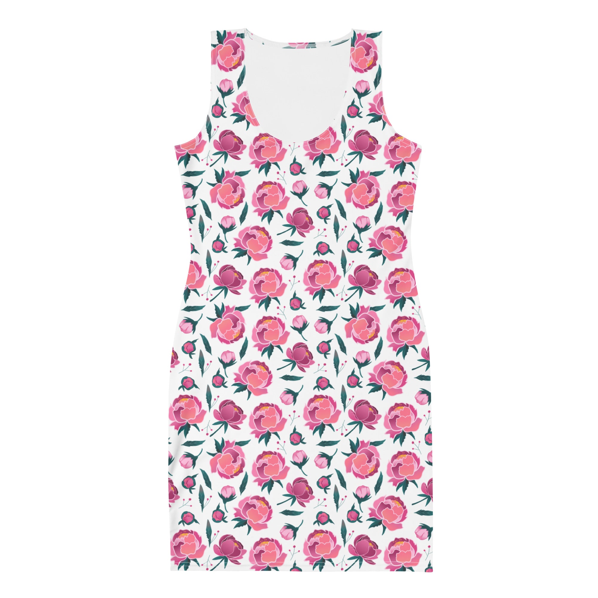 Preppy Pink Floral Print Summer Aesthetic Bodycon Dress