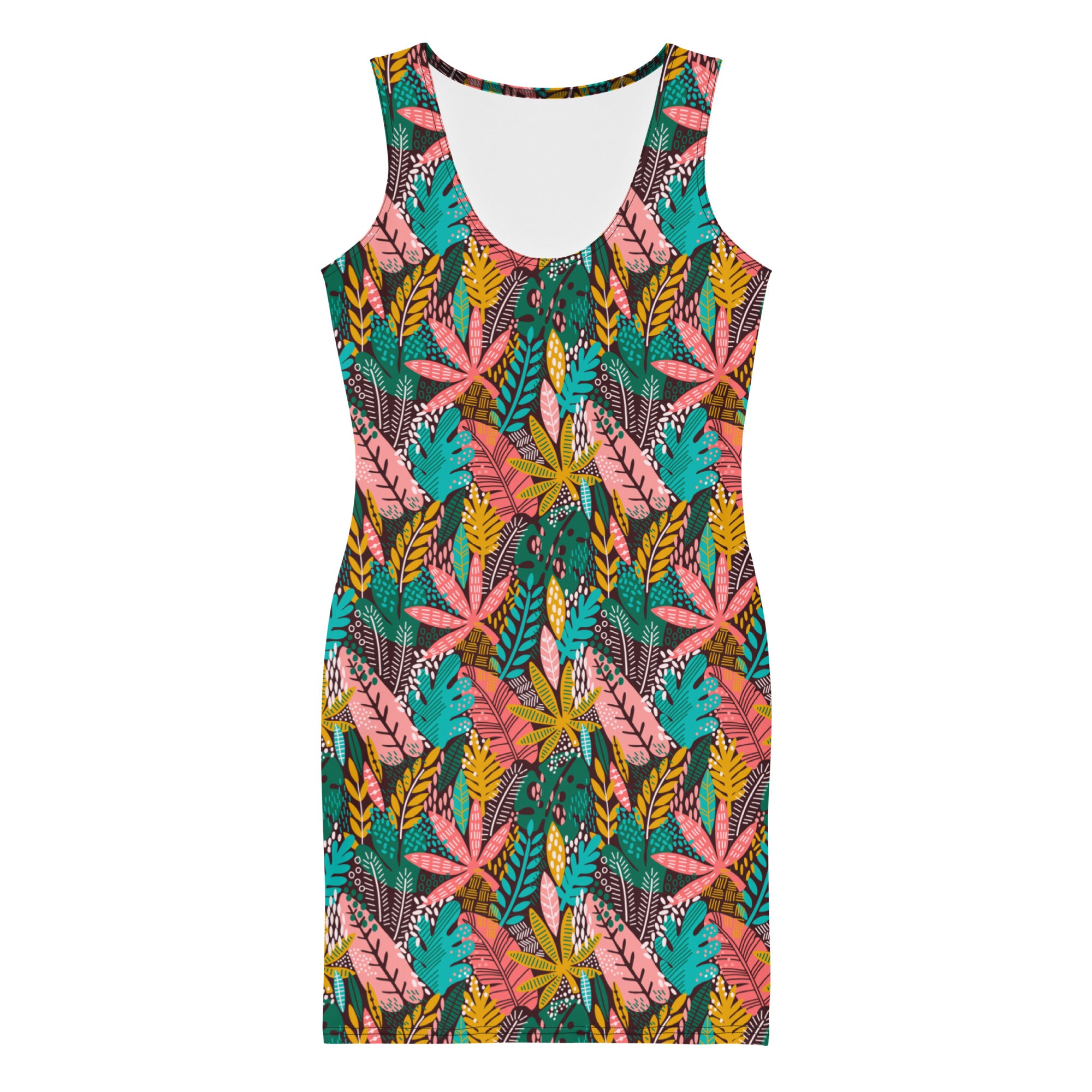 Jennifer leaves pattern Inspired Jungle Leaves Print Bodycon Dress