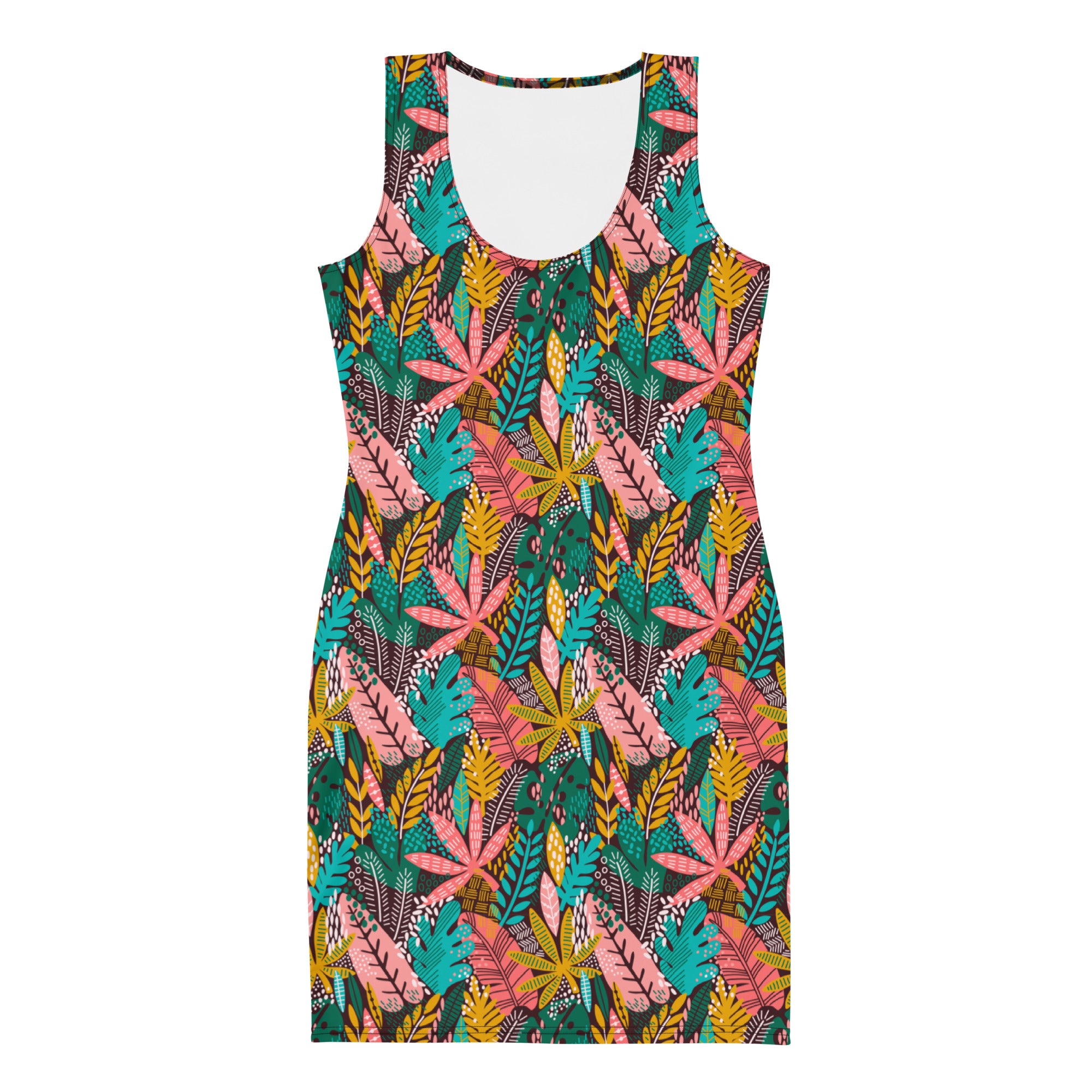 Jennifer leaves pattern Inspired Jungle Leaves Print Bodycon Dress