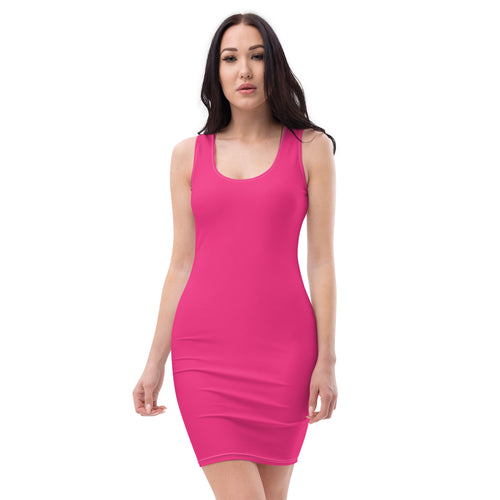 Preppy Hot Pink Bodycon Mini Tank Dress