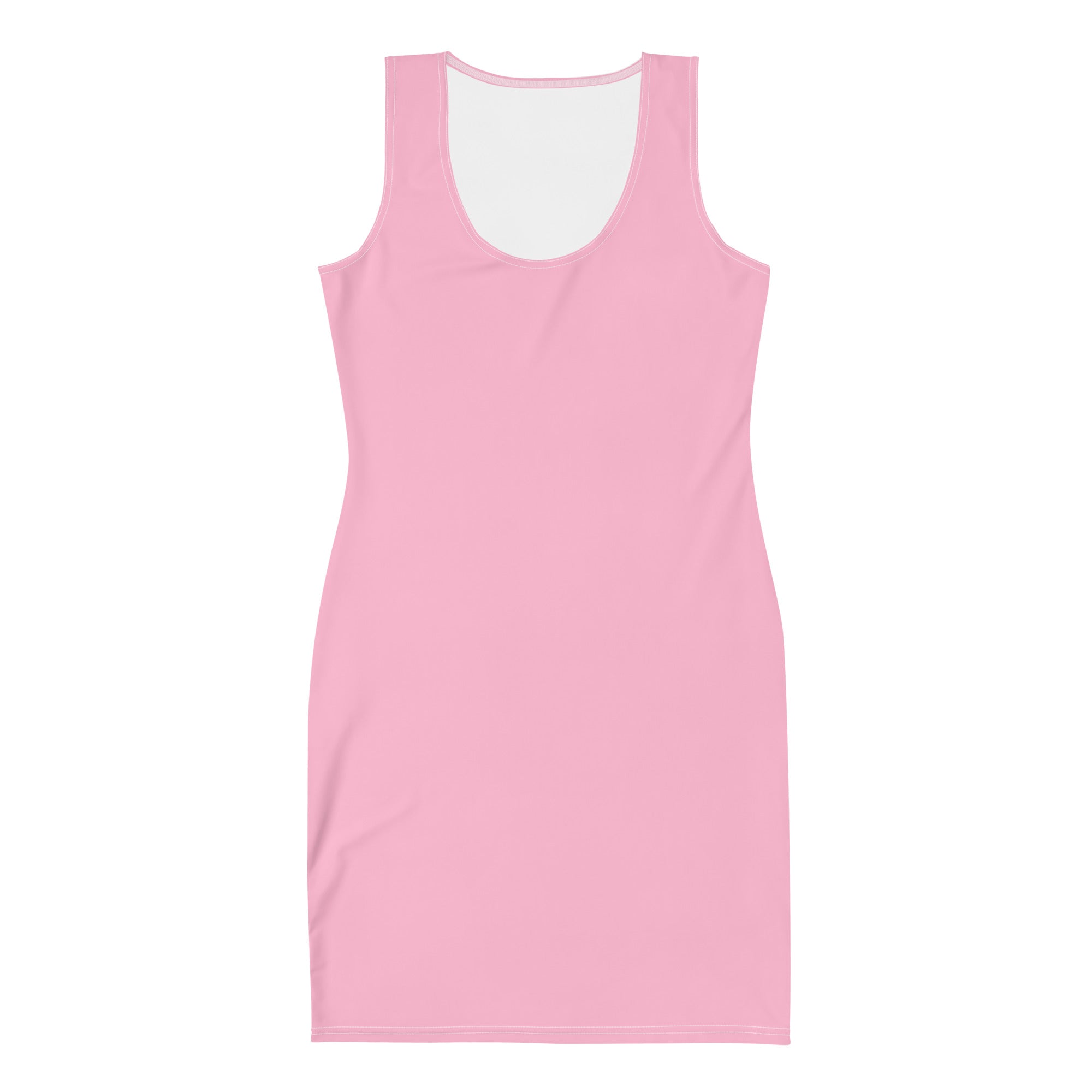 Preppy Cotton Candy Pink Plain Bodycon Mini Tank Dress