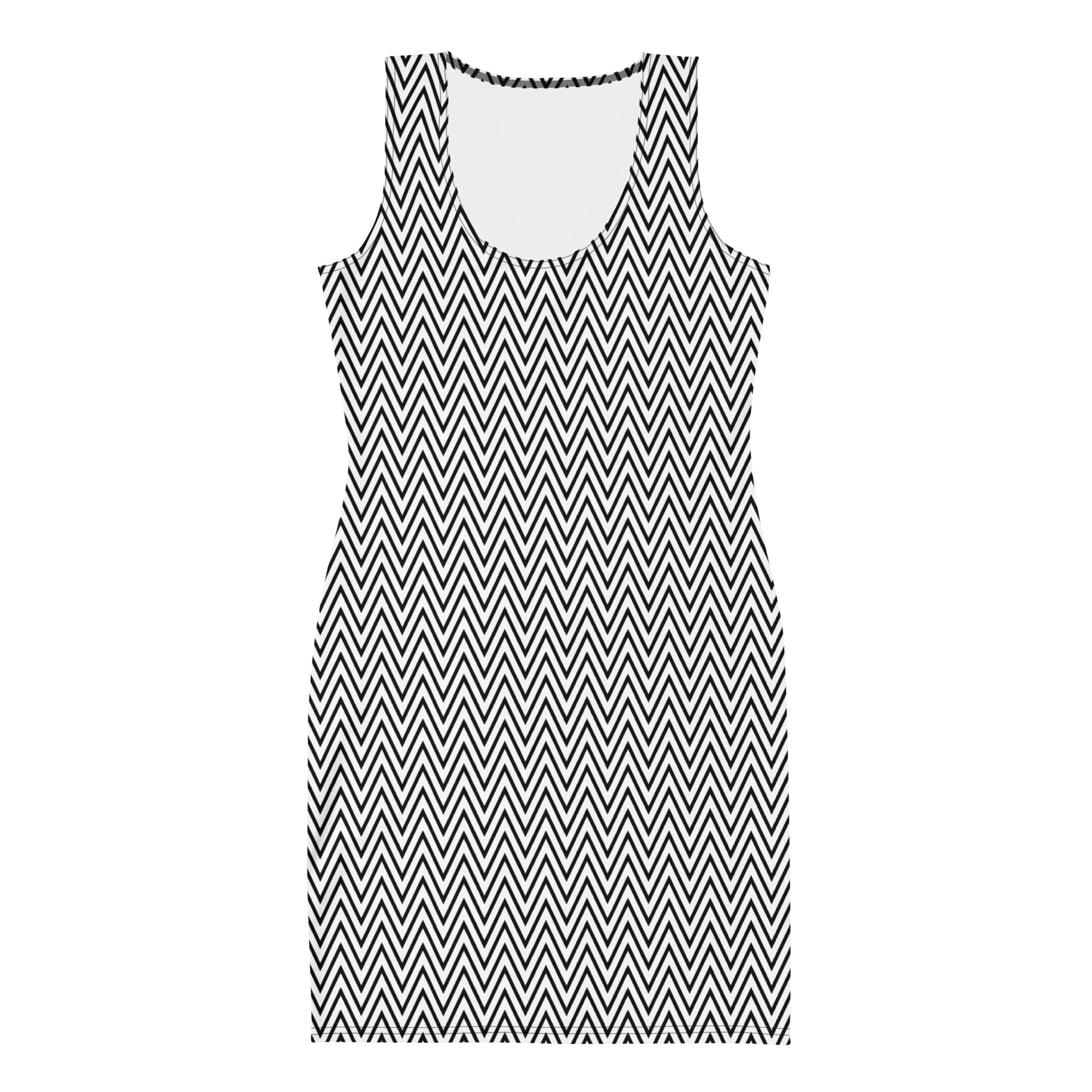 Aesthetic Black & White Zig Zag Bodycon Mini Dress