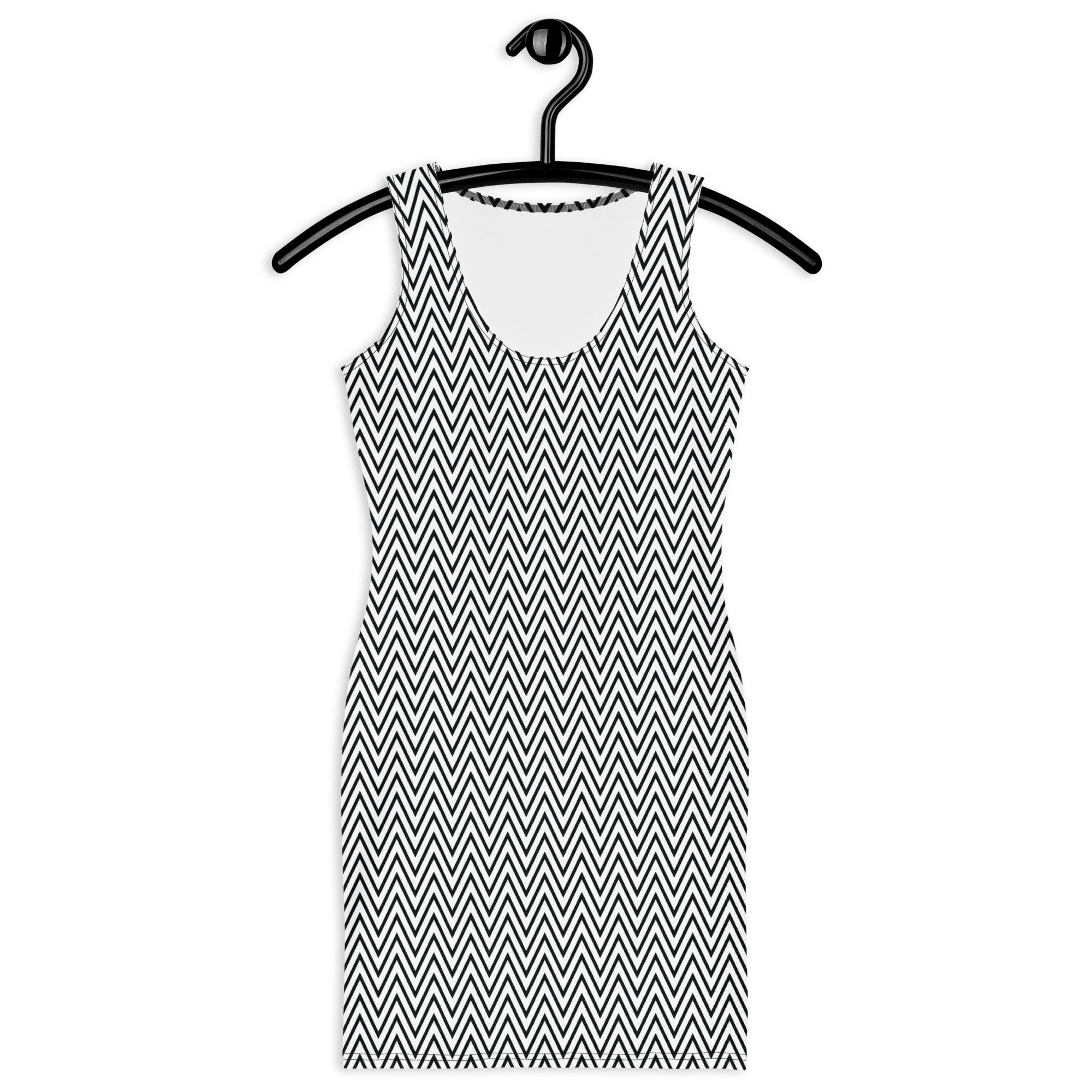 Aesthetic Black & White Zig Zag Bodycon Mini Dress
