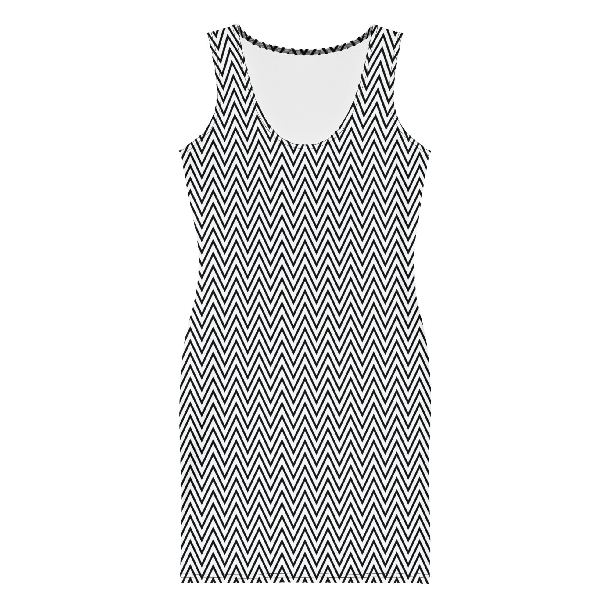 Aesthetic Black & White Zig Zag Bodycon Mini Dress