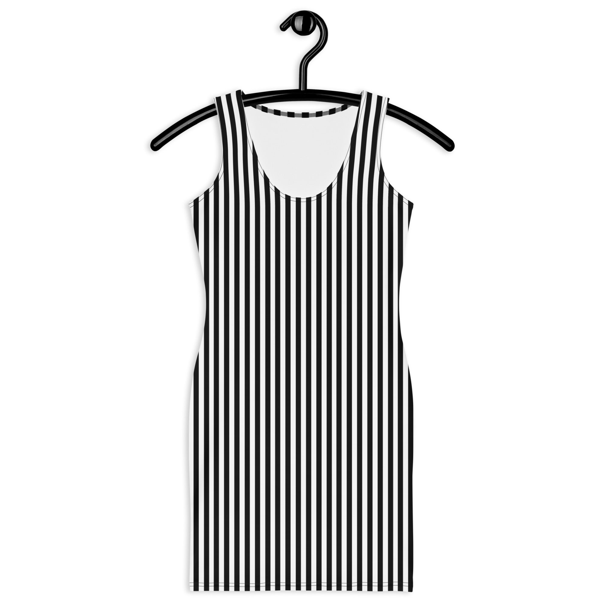 Preppy Vertical Black & White Striped Bodycon Mini Dress