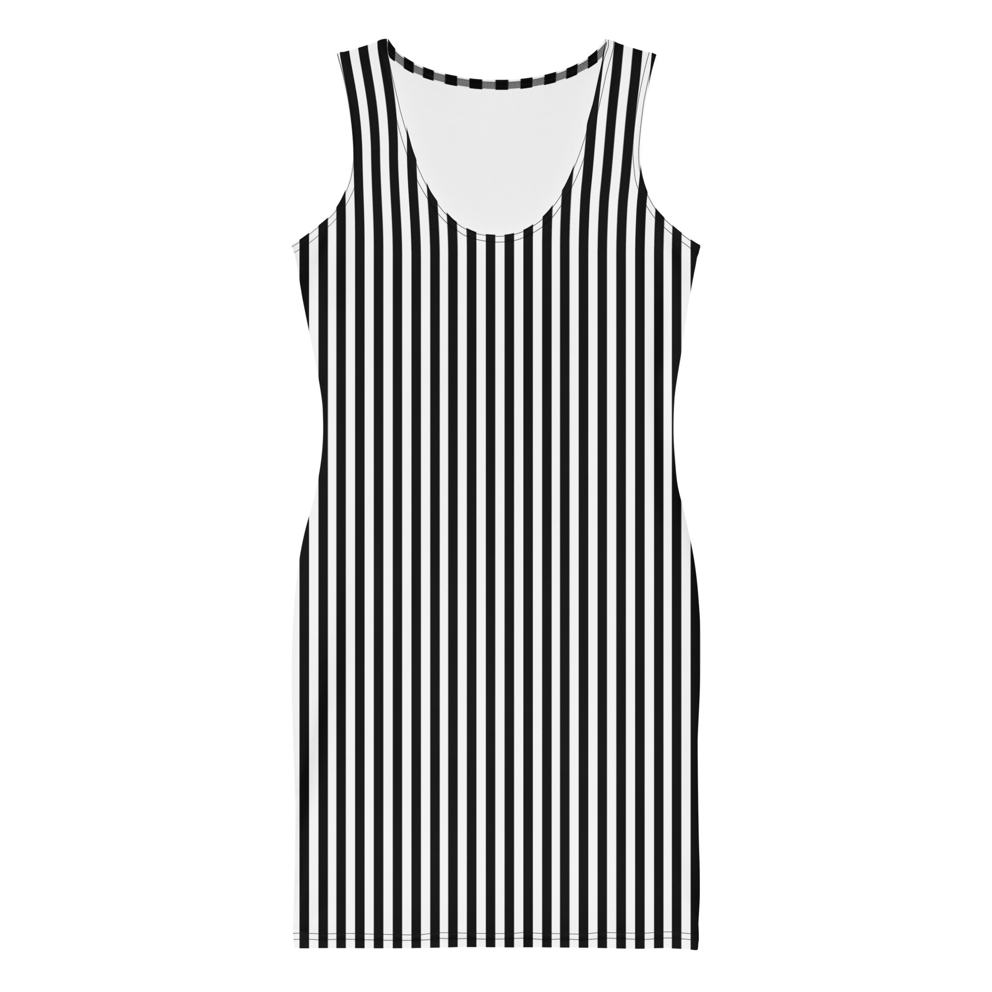 Preppy Vertical Black & White Striped Bodycon Mini Dress