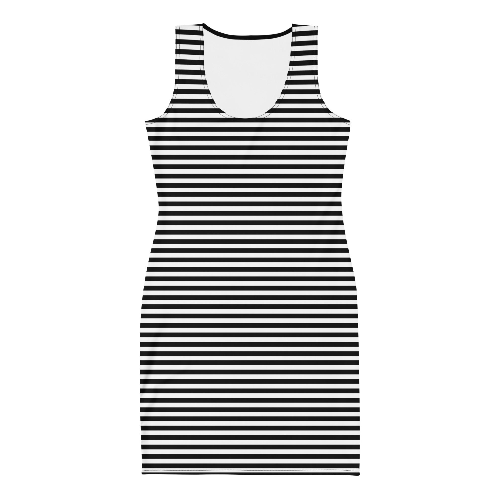 Preppy Black & White Horizontal Striped Mini Bodycon Dress