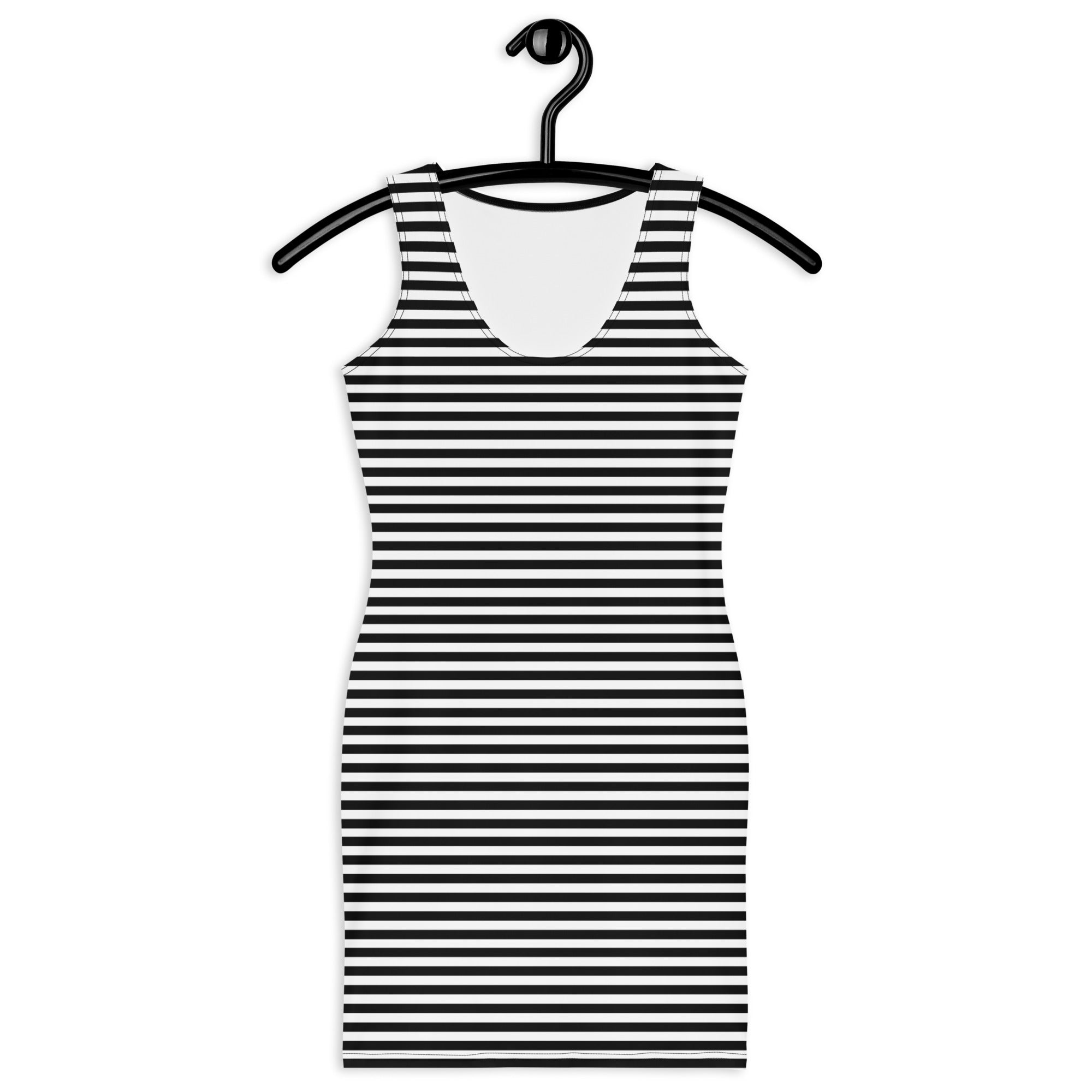 Preppy Black & White Horizontal Striped Mini Bodycon Dress