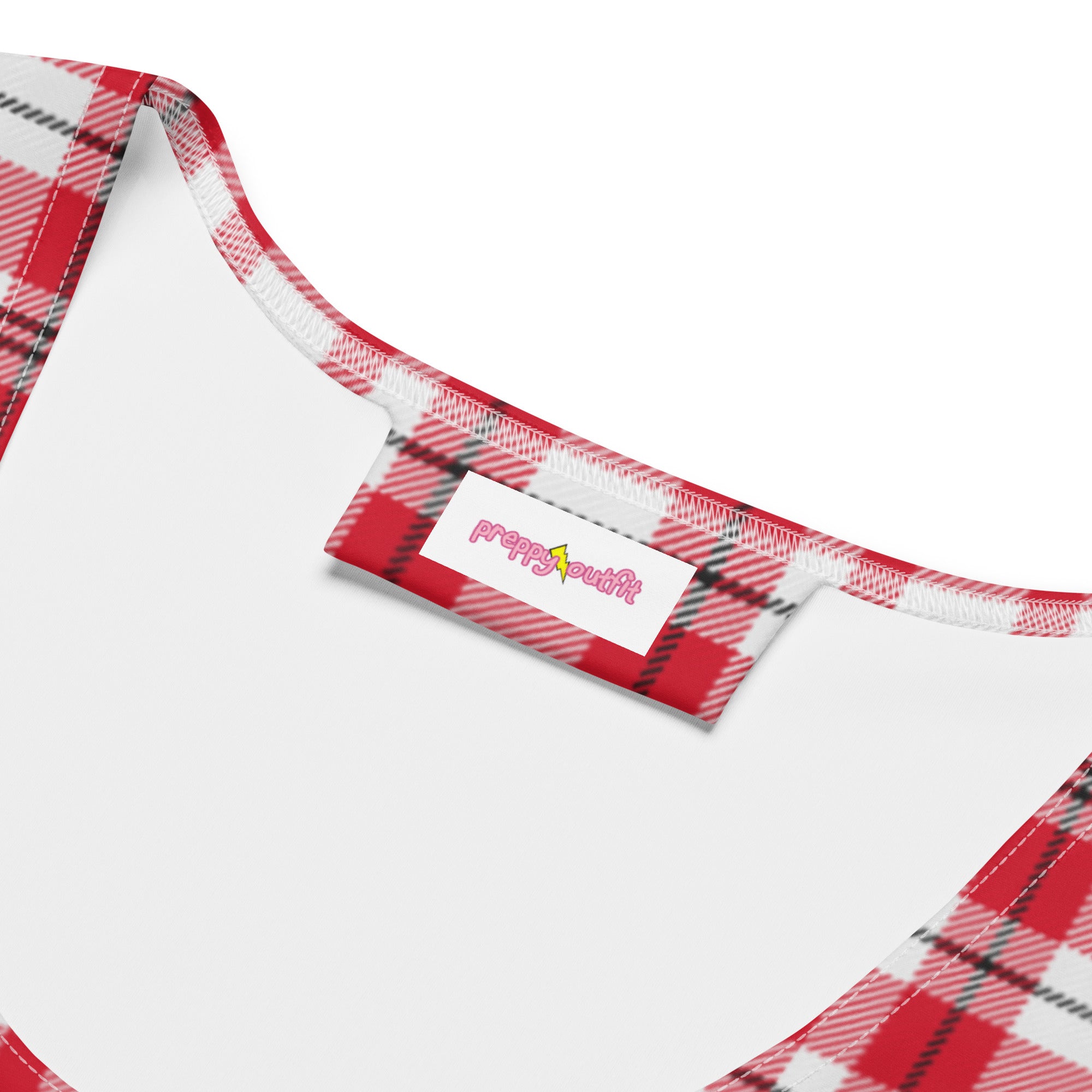 Preppy Red and White Gingham Plaid Bodycon Dress