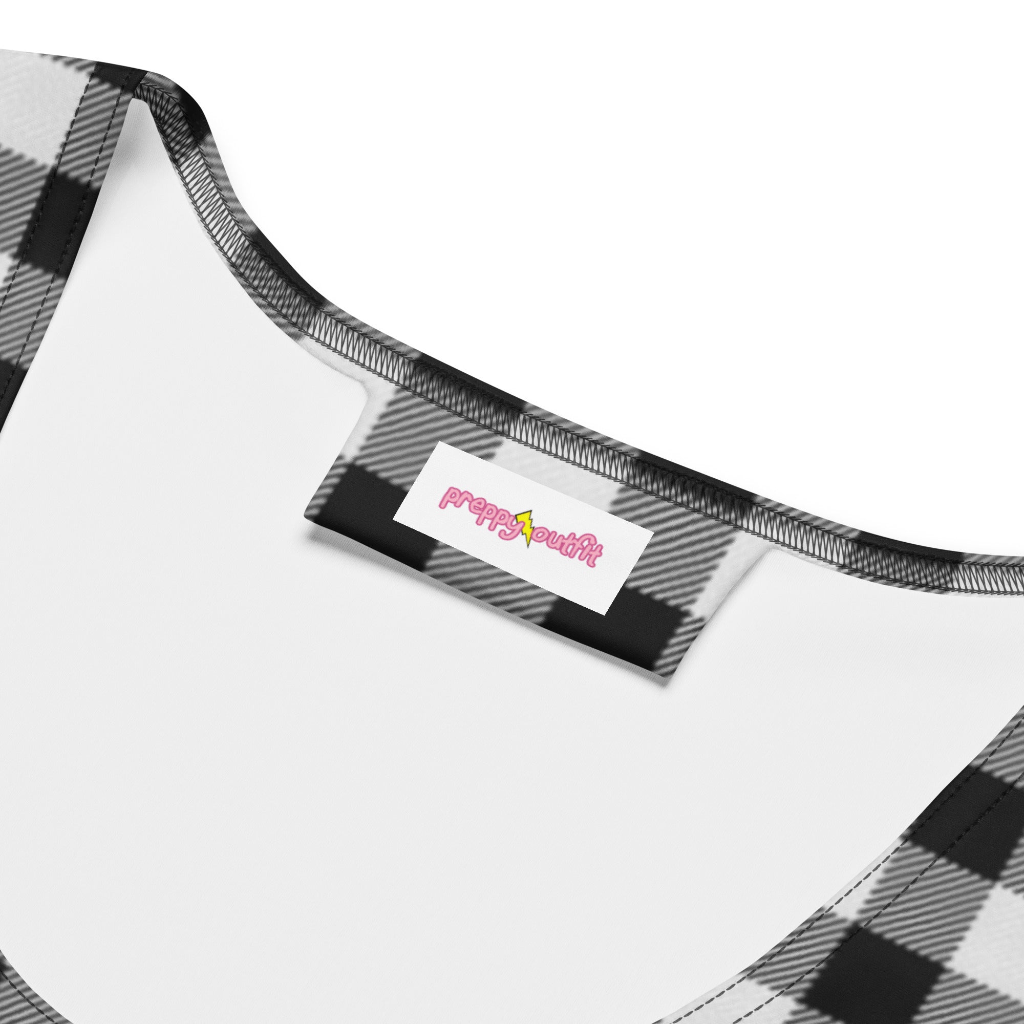 Preppy Black and White Gingham Plaid Bodycon Dress