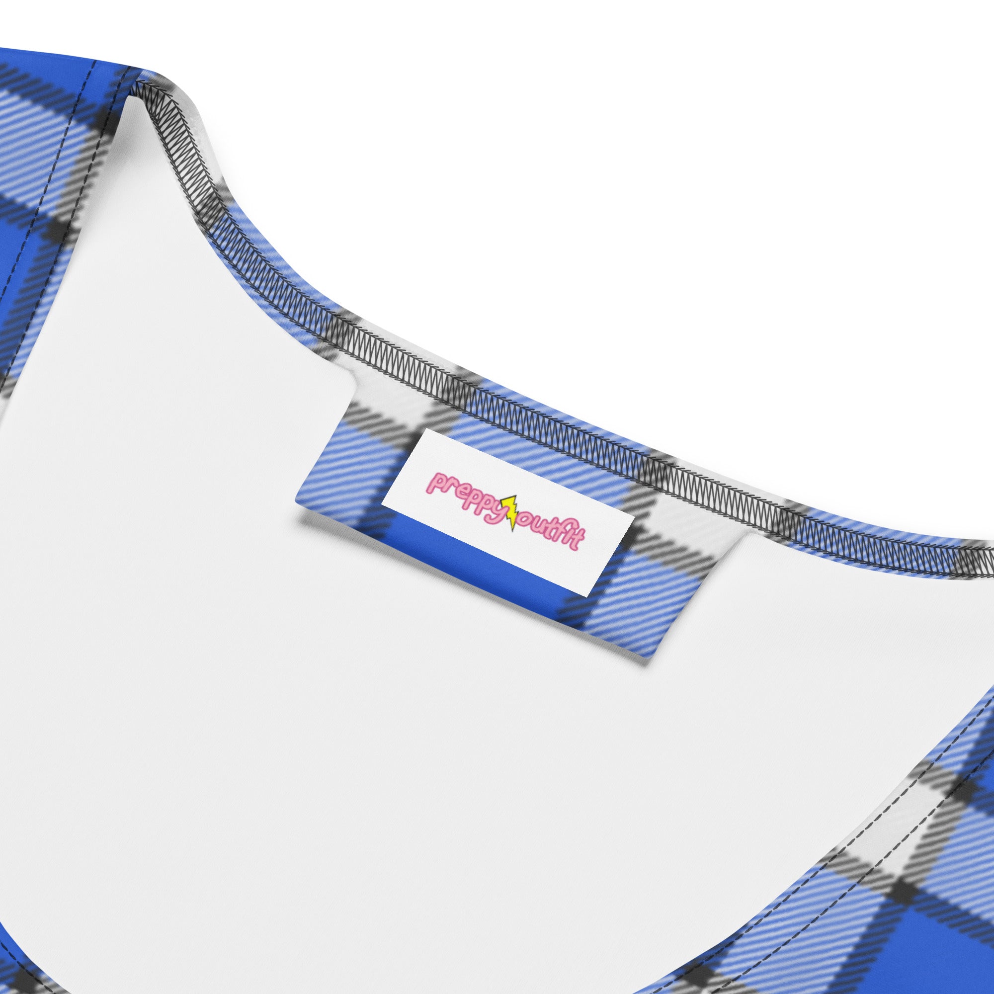 Aesthetic Blue and White Gingham Plaid Bodycon Dress