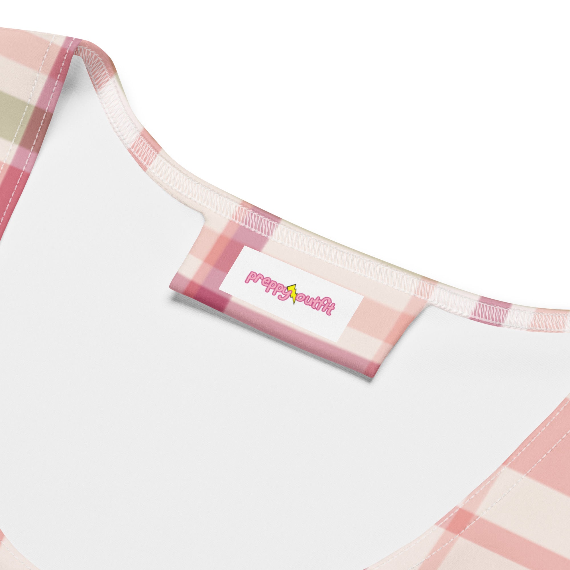 Preppy Rose Pink Tartan Plaid Check Bodycon Dress