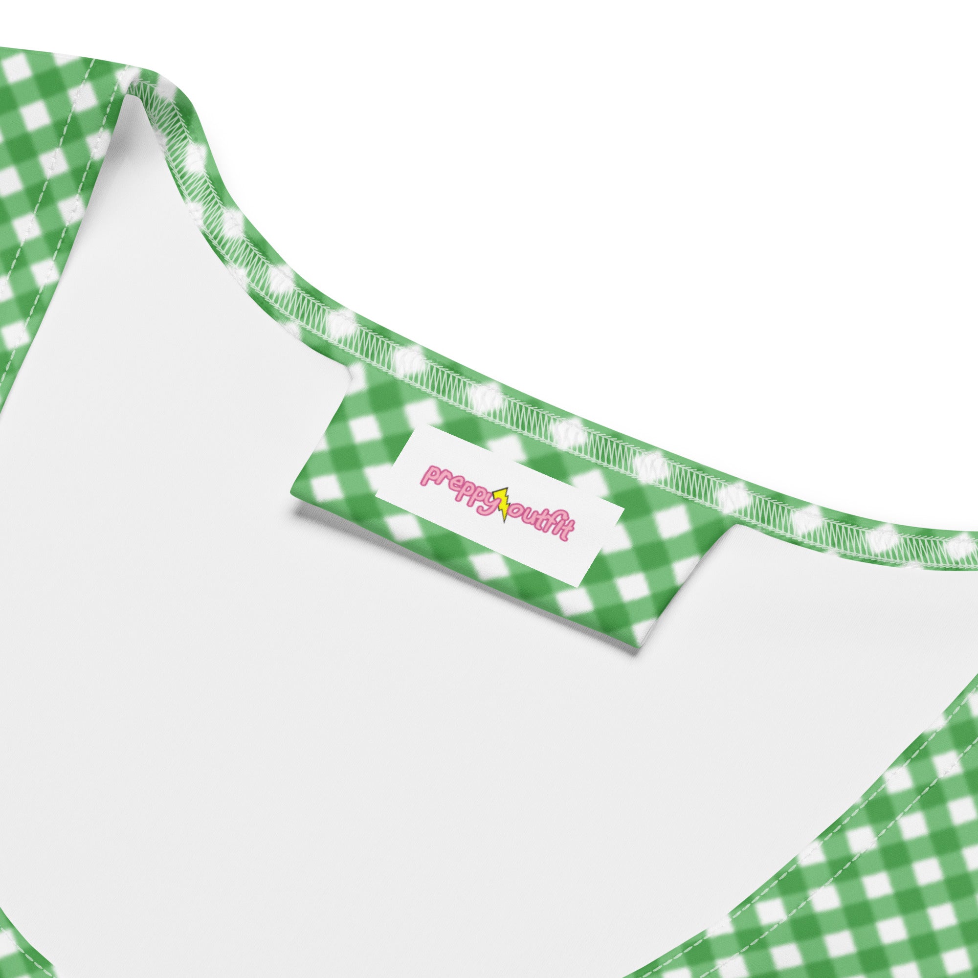 Lime Green and White Gingham Plaid Bodycon Dress